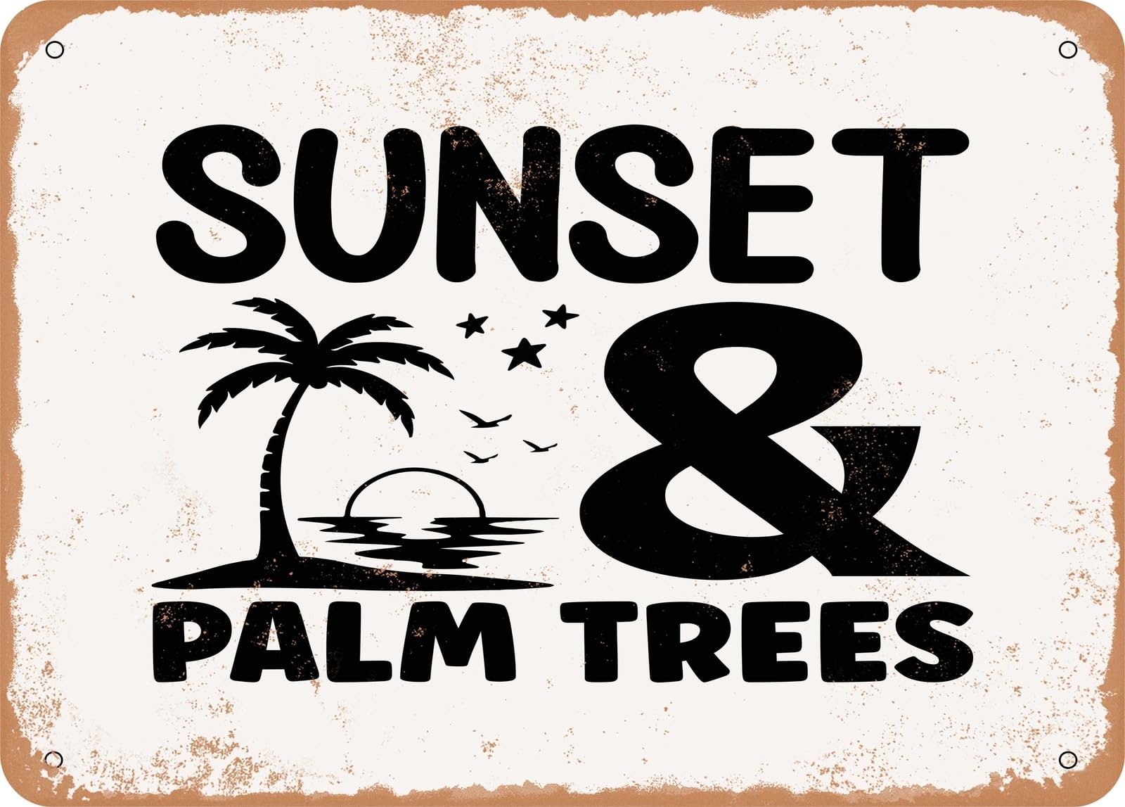 Metal Sign - Sunset and Palm Trees - Vintage Look Sign home decor