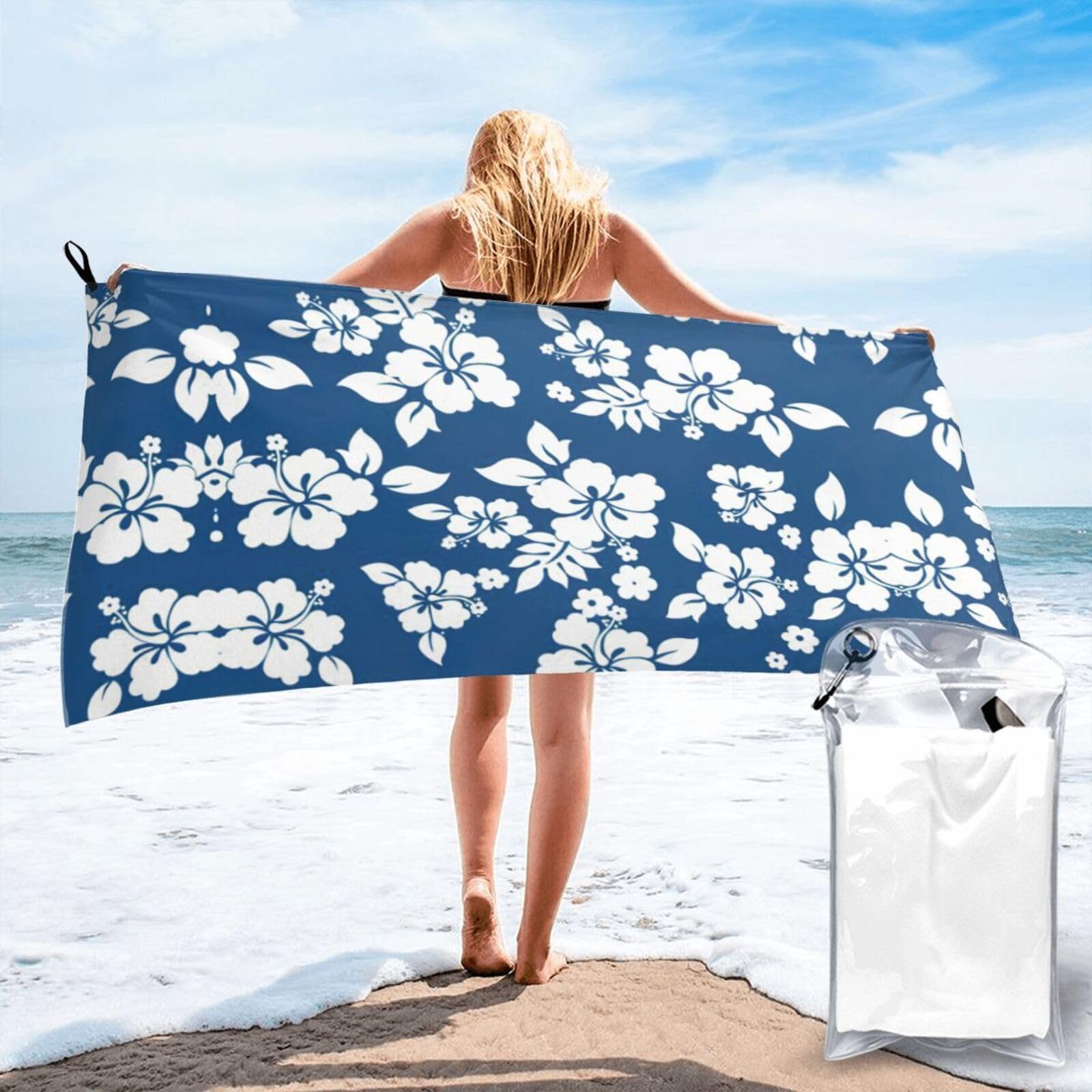 WYCZHY Hawaii Flower Print Beach Towel Soft Quick Dry For Spa Pool Gym Vacation Travelers Women Men Adults Sauna Gift