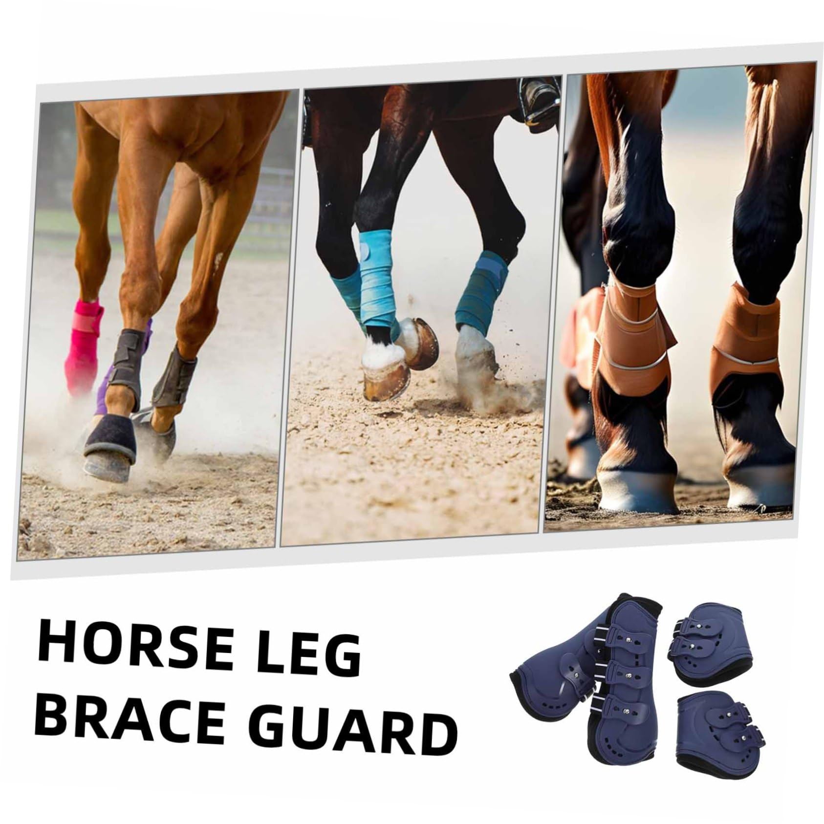 4 Piezas Botas para Caballo Ajustables de PU Protector de Tendón y Ligamento Abierto para y Equitación Mediano Color Azul para y Entrenamiento Ecuestre