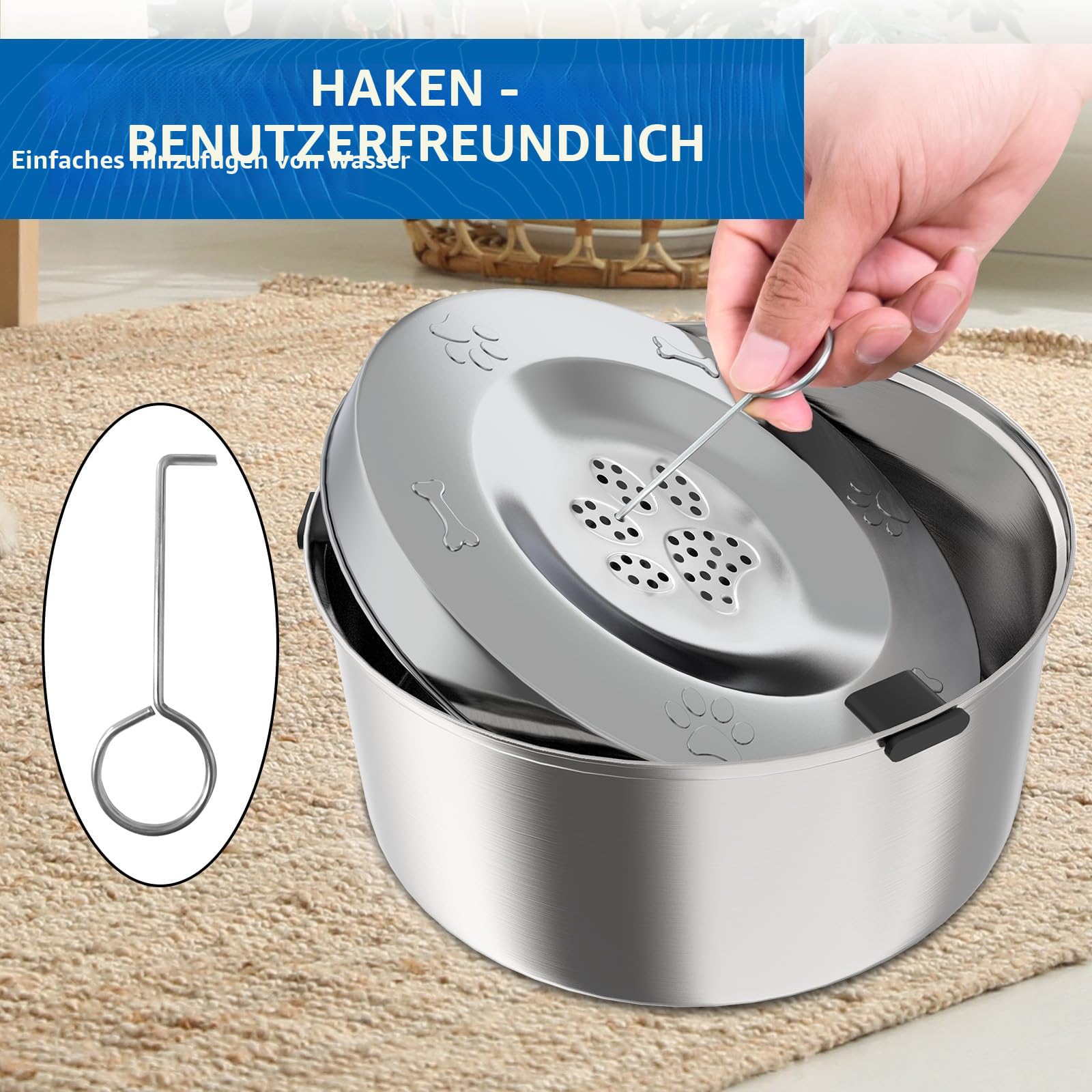 3L Anti Schling Wassernapf Hunde ohne Sabbern Edelstahl Trinknapf für Reisen| Anti Schlabber | Slow Feeder Reisenäpfe für Mittelgroße & Sloppy Hunde