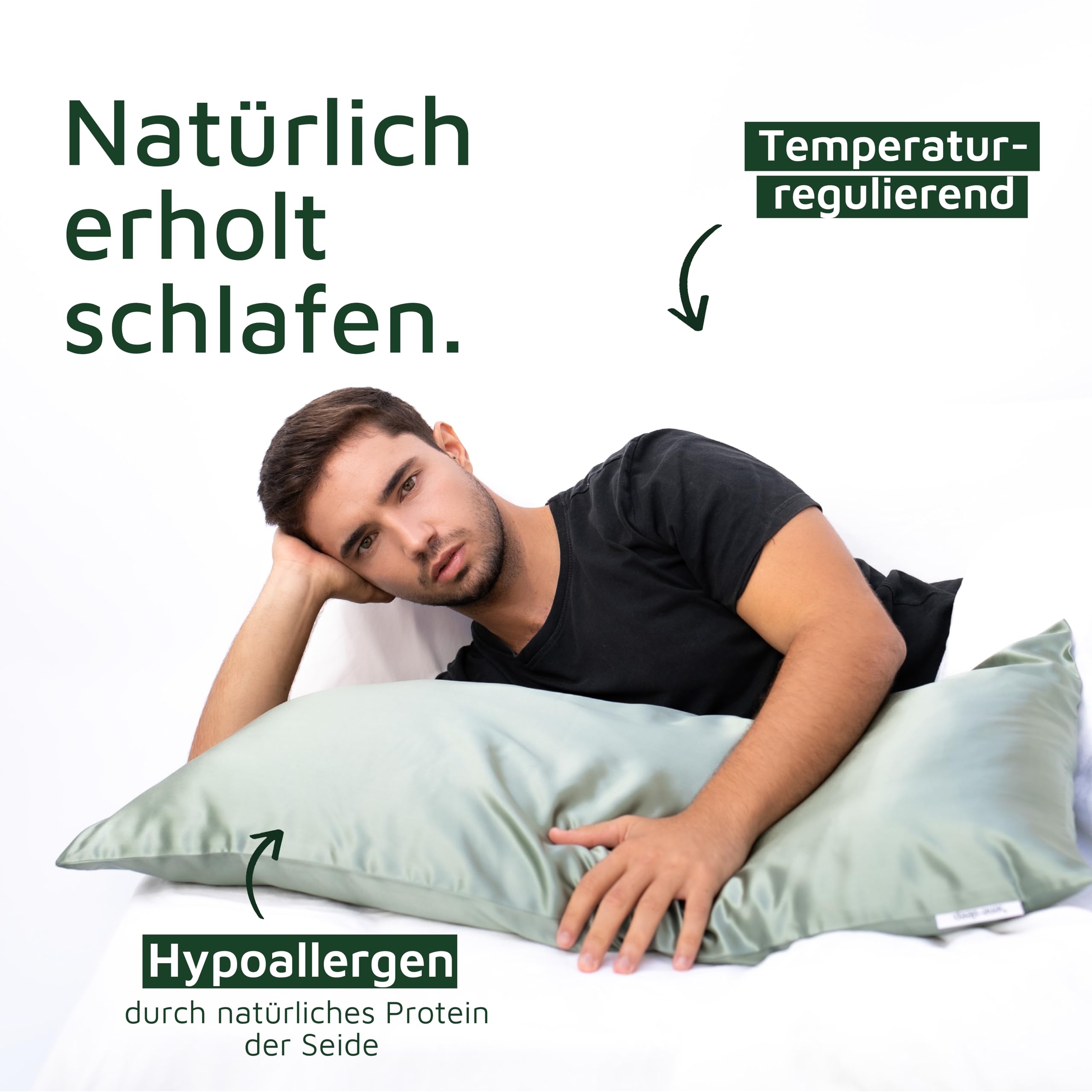 Produktbild von Muama Seidenkissenbezug 40x80 Cm Kissenbezüge Aus Seide Kissenbezug Kopfkissenbezug Silk Pillowcase Für Haar Und Haut Mit Verstecktem Reißverschluss