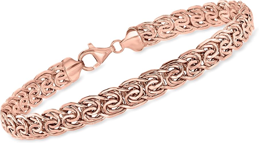 RossSimons 14kt Rose Gold Flat Byzantine Bracelet. 8