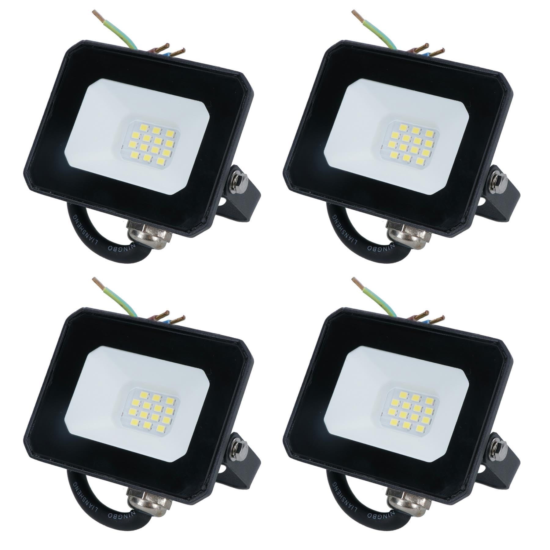 AB Tools 10 Watt LED Mini Floodlight Garden Lighting 800 Lumens IP65 + Bracket 4pc