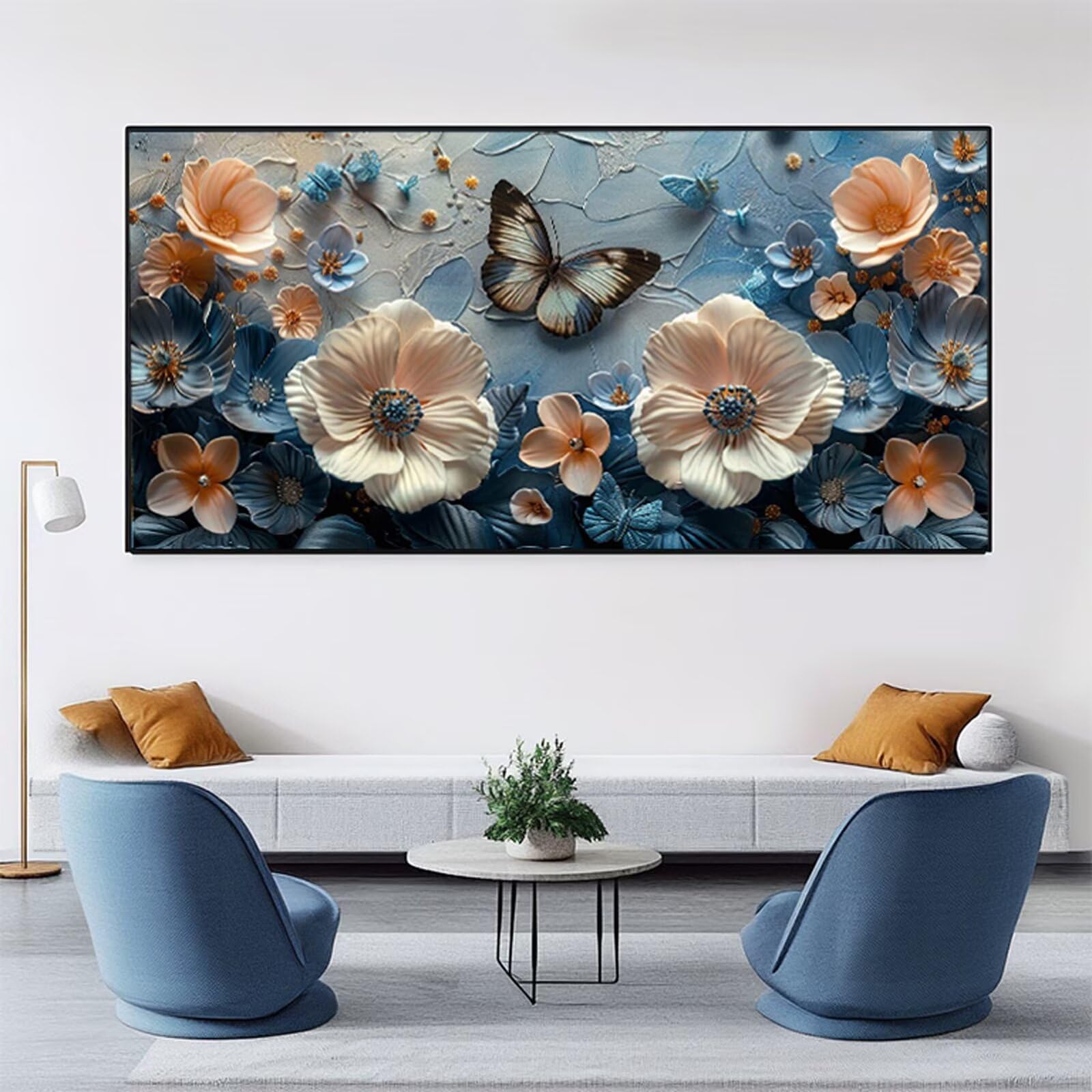 Pintar por Numeros Adultos Flor Pintura por Numeros Adultos Mariposa DIY Paint by Numbers Adult con Pinceles, Pigmento Acrílico, Sin Marco, Cuadros para Pintar para Decoración Pared 70x140cm RB-309