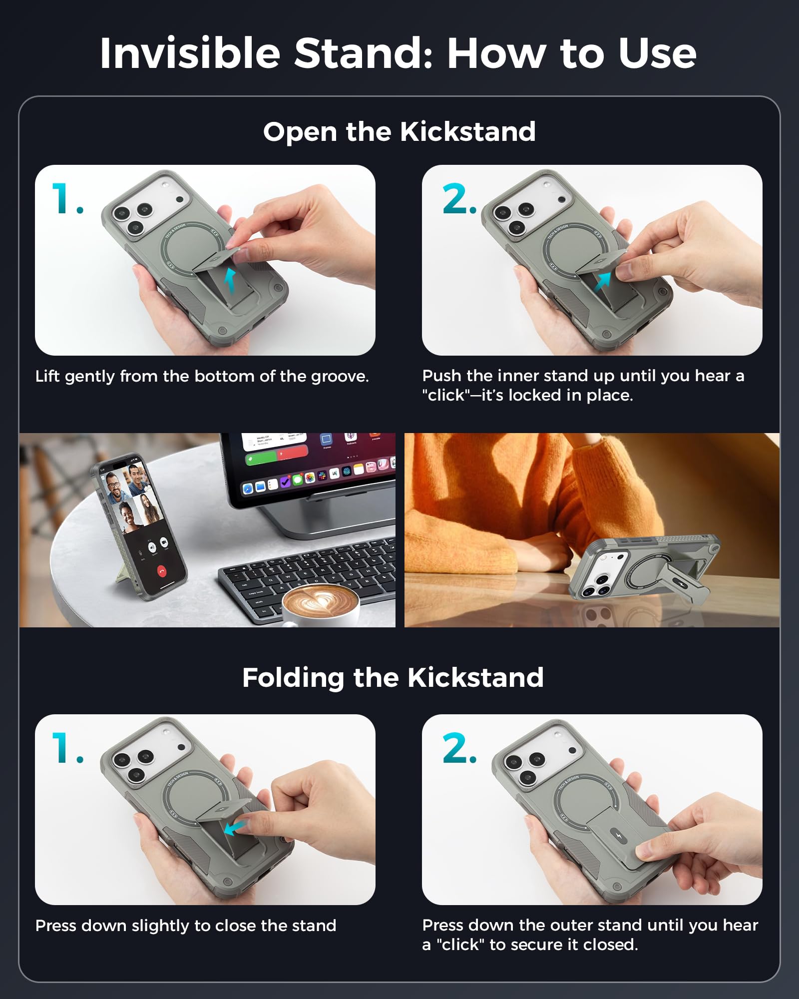 Goton Custodia 4in1 per iPhone 17 Pro con clip da cintura fondina arancione
