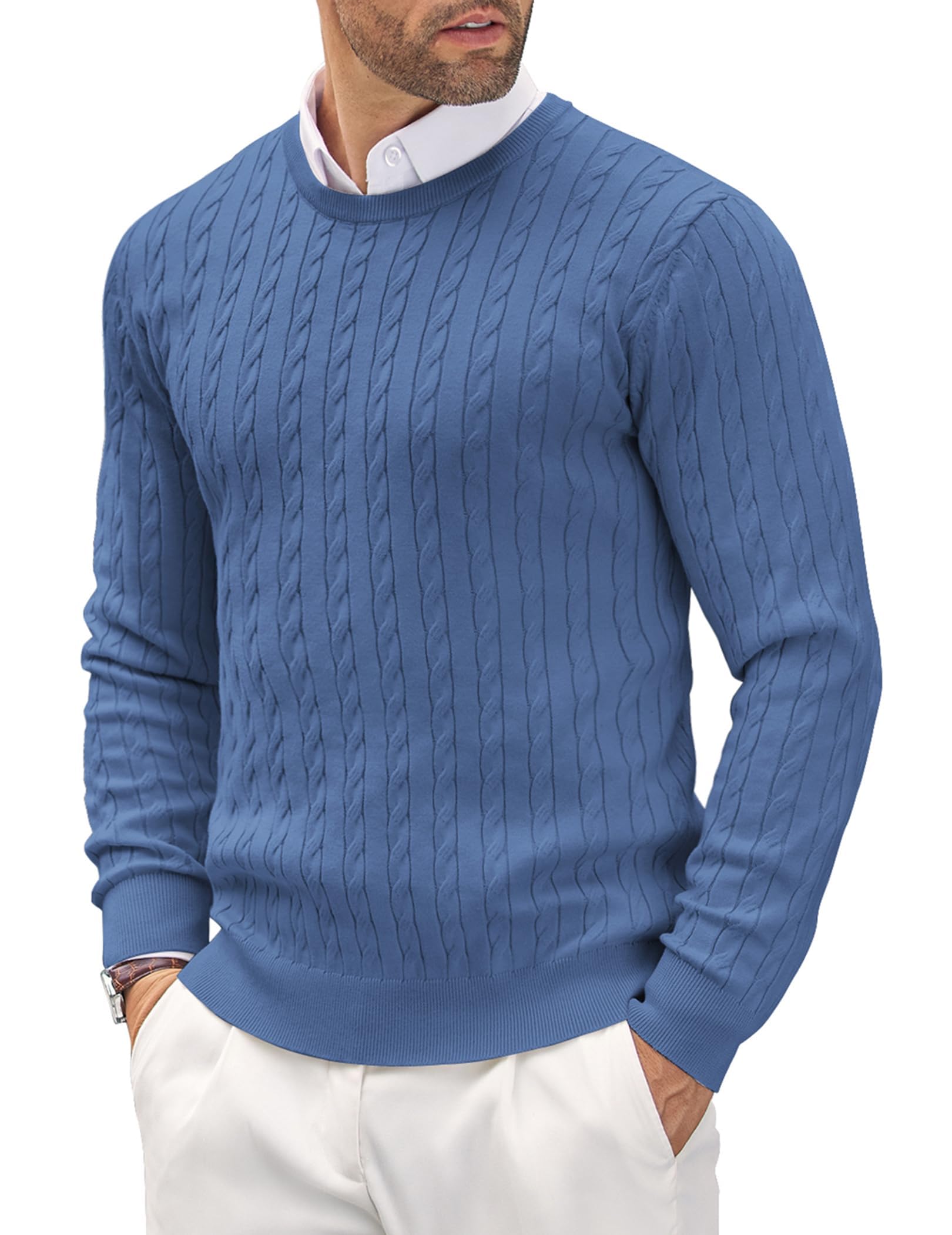 COOFANDY Herren Rollkragenpullover Mit Zopfmuster - Weicher Winterpullover Slim Fit