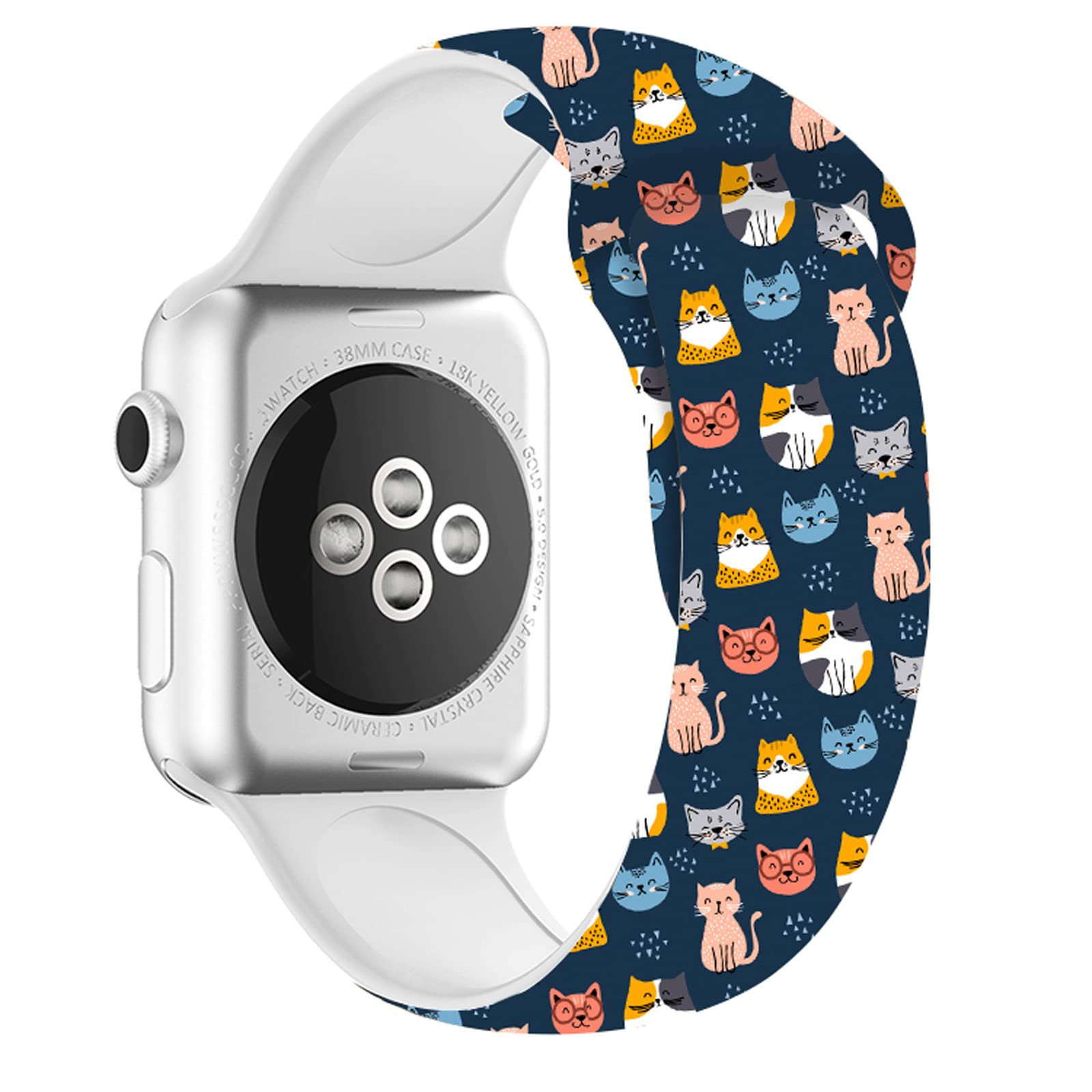 Pasek do zegarka kompatybilny z Apple Watch 38 mm, 40 mm, 41 mm, 42 mm, 44 mm, 45 mm, 49 mm, dla kobiet i mężczyzn, regulowany, miękki, silikonowy