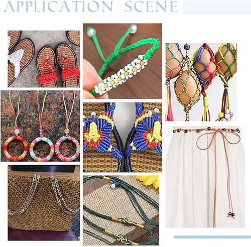 Miniatura 4 de PH PandaHall Cuerda de nailon de 100 yardas de 0.031 in, cordón de anudado chino de nailon Kumihimo hilo de macramé trenzado para sombra ciega, mini