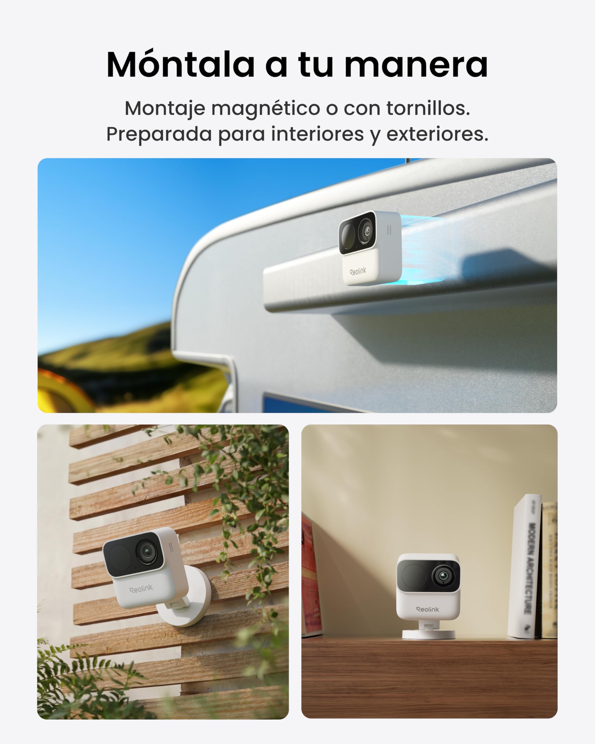 Reolink Cámara de Vigilancia WiFi, Inalámbrica Magnética Interior Exterior | 9 Meses De Autonomía, Detección De Personas IA, WiFi De Doble Banda, Almacenamiento Local, Sin Suscripción, Argus MagiCam