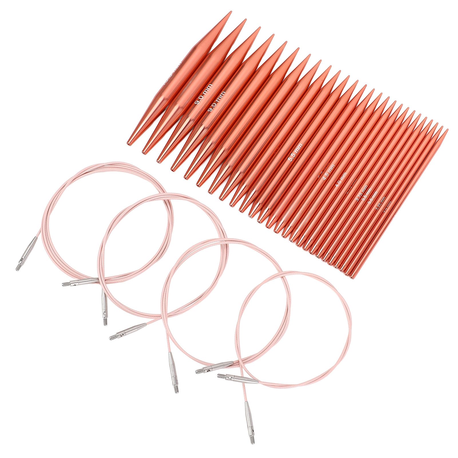 Juego de agujas de tejer circulares, agujas de ganchillo de óxido de aluminio artesanales intercambiables con estuche para entusiastas del tejedor
