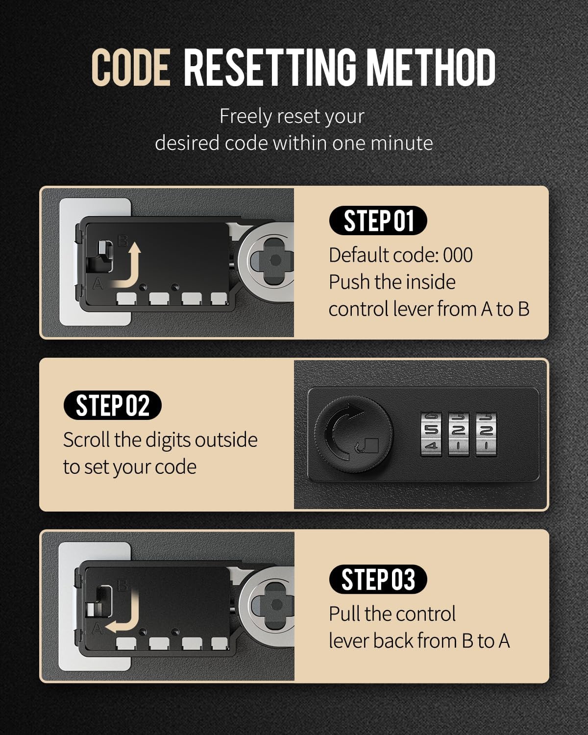 Uniclife 48 Position Key Cabinet with Combination Lock Resettable Black Digital Security Storage Box Steel Key Organizer with Colorful Key Tag Labels Stickers and Hooks