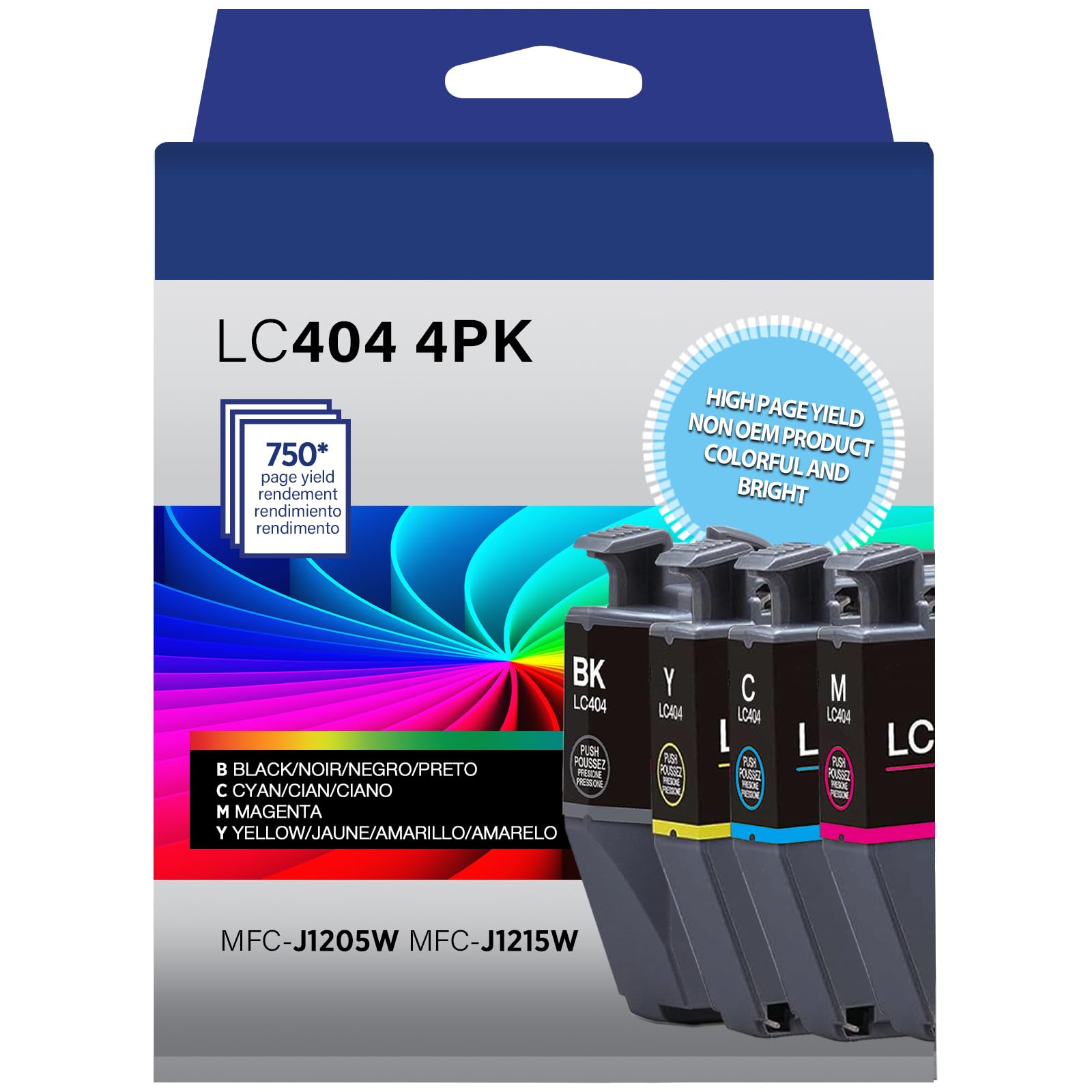 LC404 4PK 4-Pack lc404 Ink cartridges for Brother Printer for lc404 Black for Brother MFC-J1205W Ink cartridges for Brother MFC-J1205W and MFC-J1215 Printer(1BK+1C+1M+1Y)