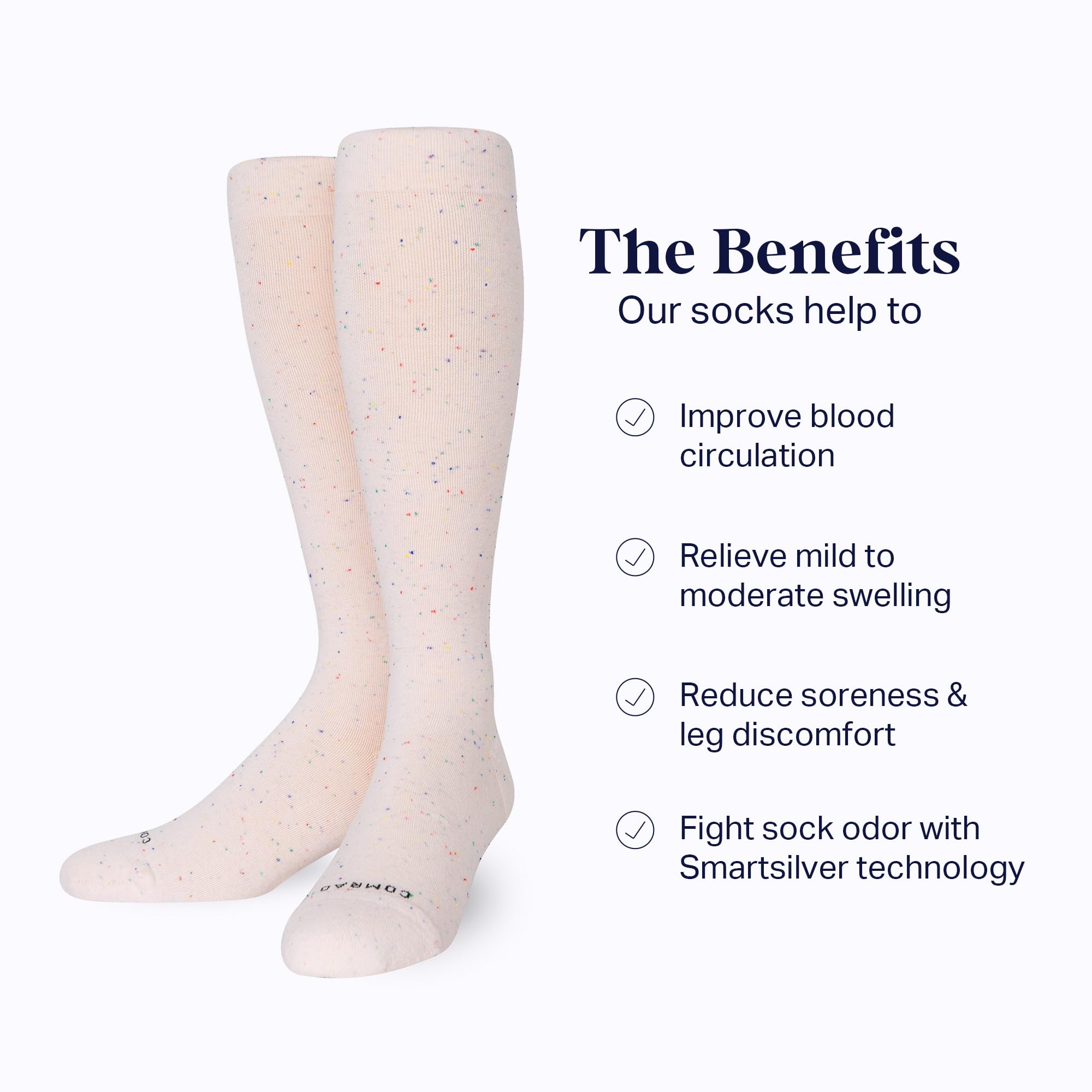 Comrad Recycled Cotton Knee High Socks - 15-20mmHg Graduated Compression Socks - Soft & Breathable Support Socks, Unisex