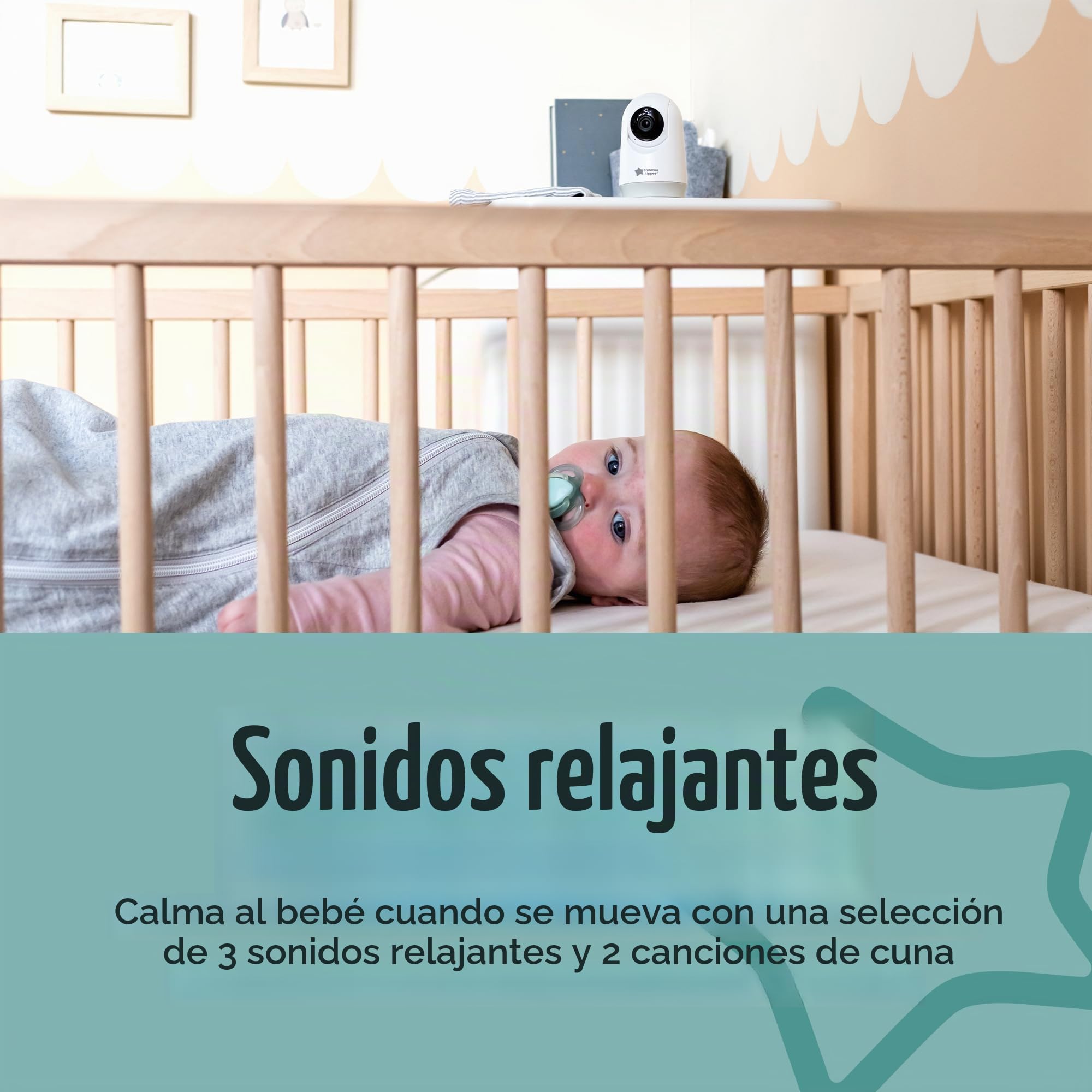 Tommee Tippee Dreamview Monitor de audio y video HD para bebé con cámara de visión nocturna y sonidos relajantes, recargable por USB, pantalla portátil de 5 pulgadas con rango de 250 m. | Audio de conversación bidireccional, pantalla portátil de 5 pulgada