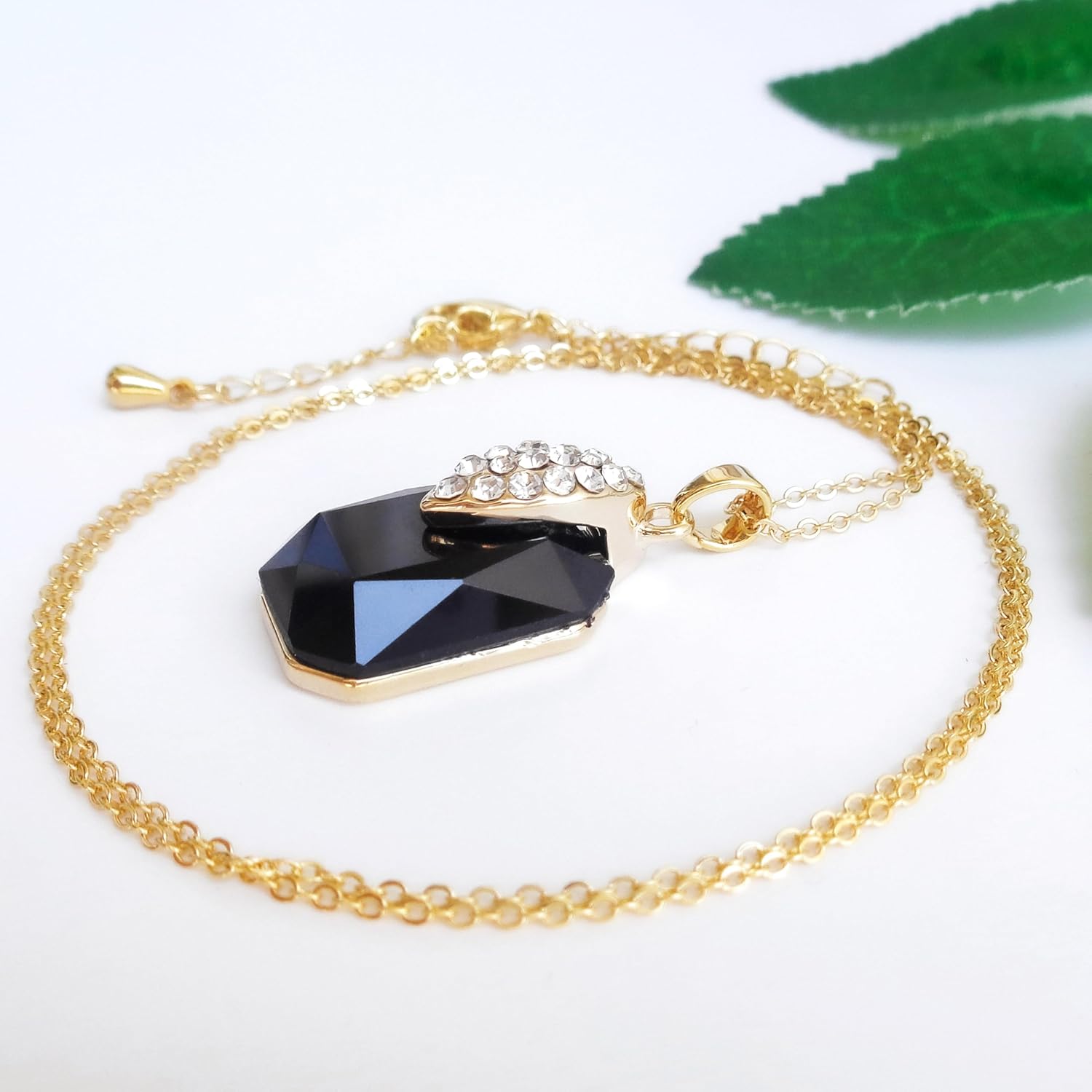 Navachi 18k Gold Plated Crystal Square Zircon Pendant Necklace 16"+2" - Image 5