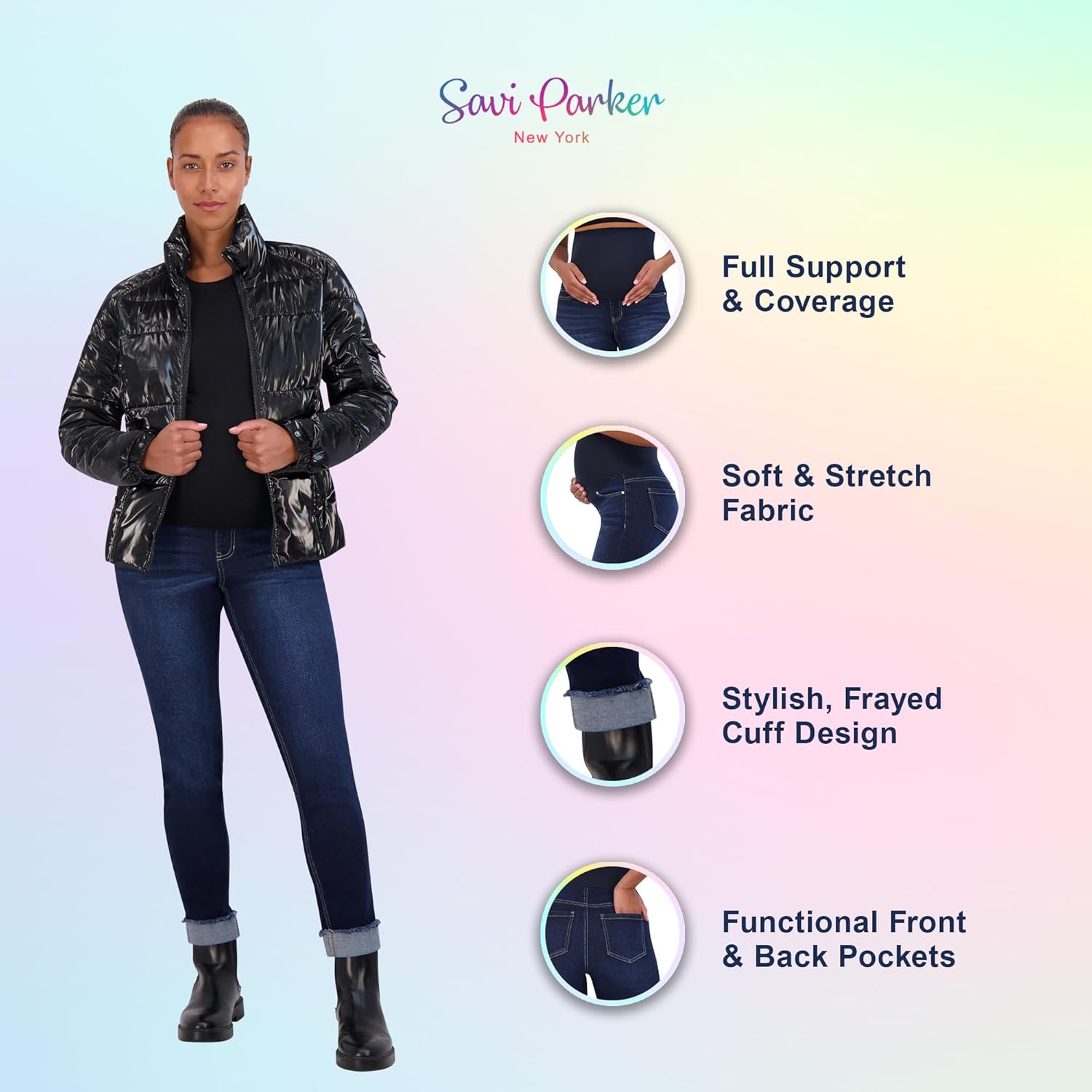 Savi Parker Women’s Maternity Jeans Over The Belly - Pregnancy Clothes for All Seasons, Maternity Pants - Image 6