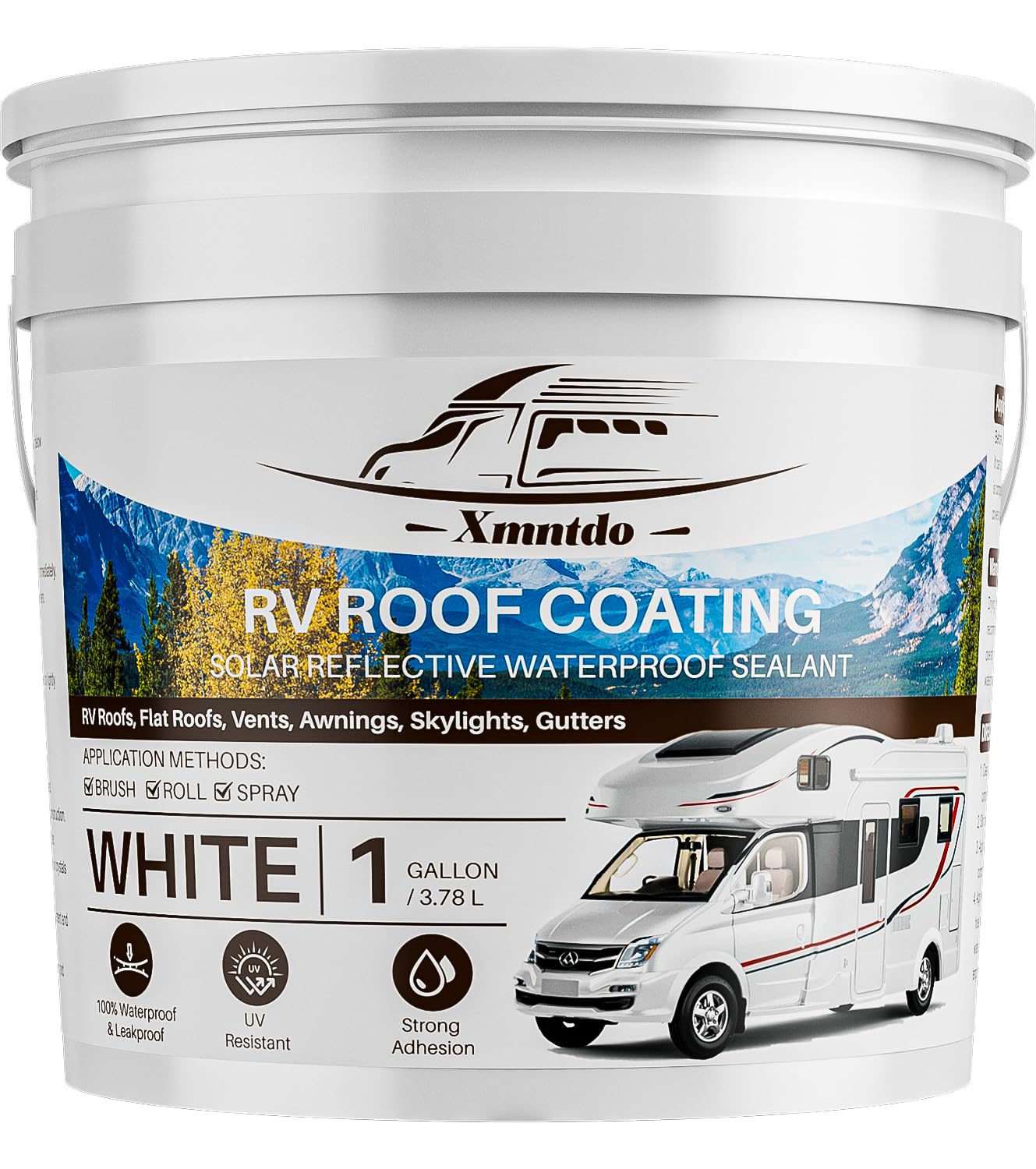 RV Roof Sealant, RV Roof Coating White, 1 Gallon, Waterproof Solar Reflective Flexible Sealant for Campers, Travel Trailers, Motorhomes, RVs Roofs Leak Repair and Maintenance