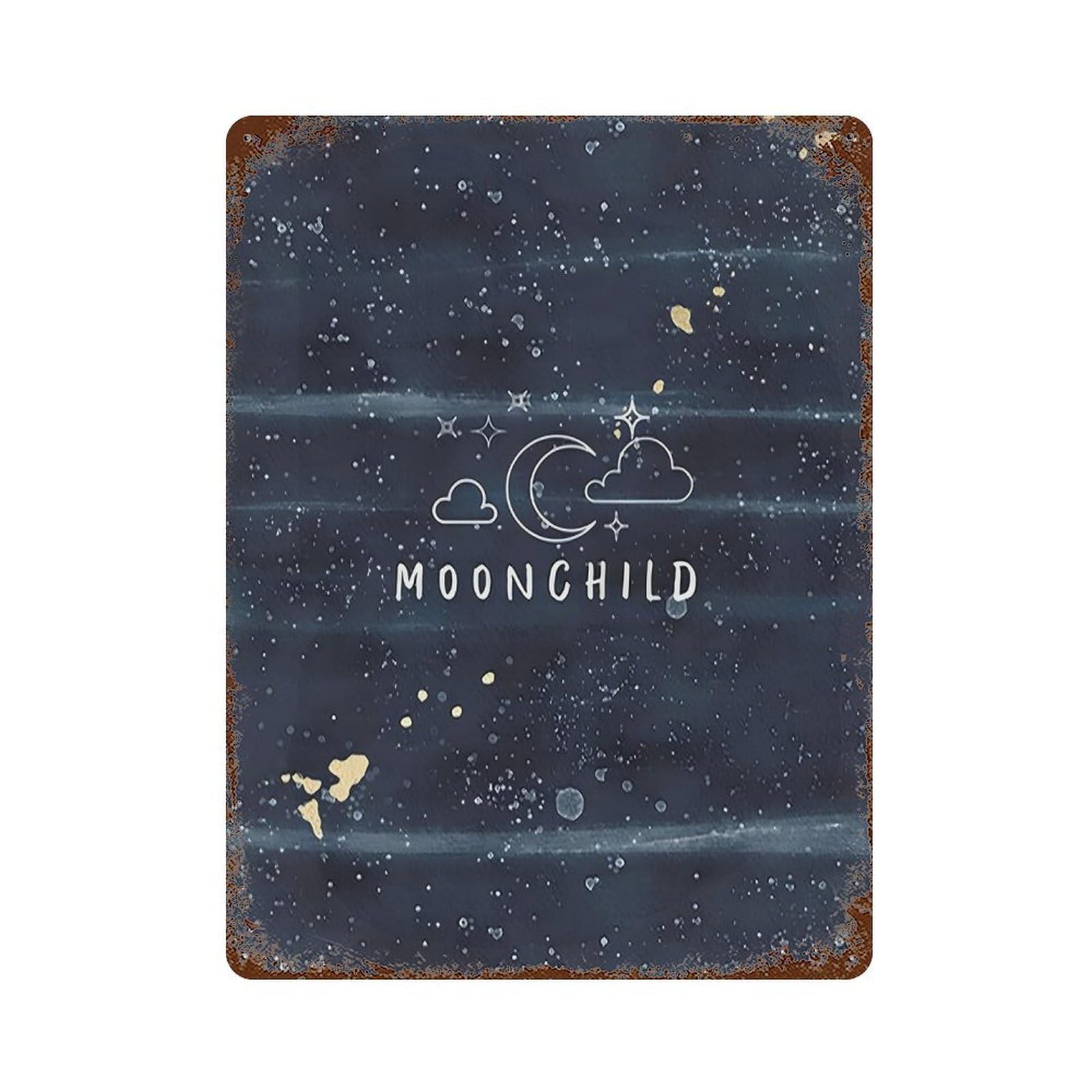 xiaoxiaoshen Moonchild Scandinavian Nursery Wall Decor Art Metal Tin Poster Modern Home Decor Art Home Bar Shop Decorations Vintage Sign 40x30cm