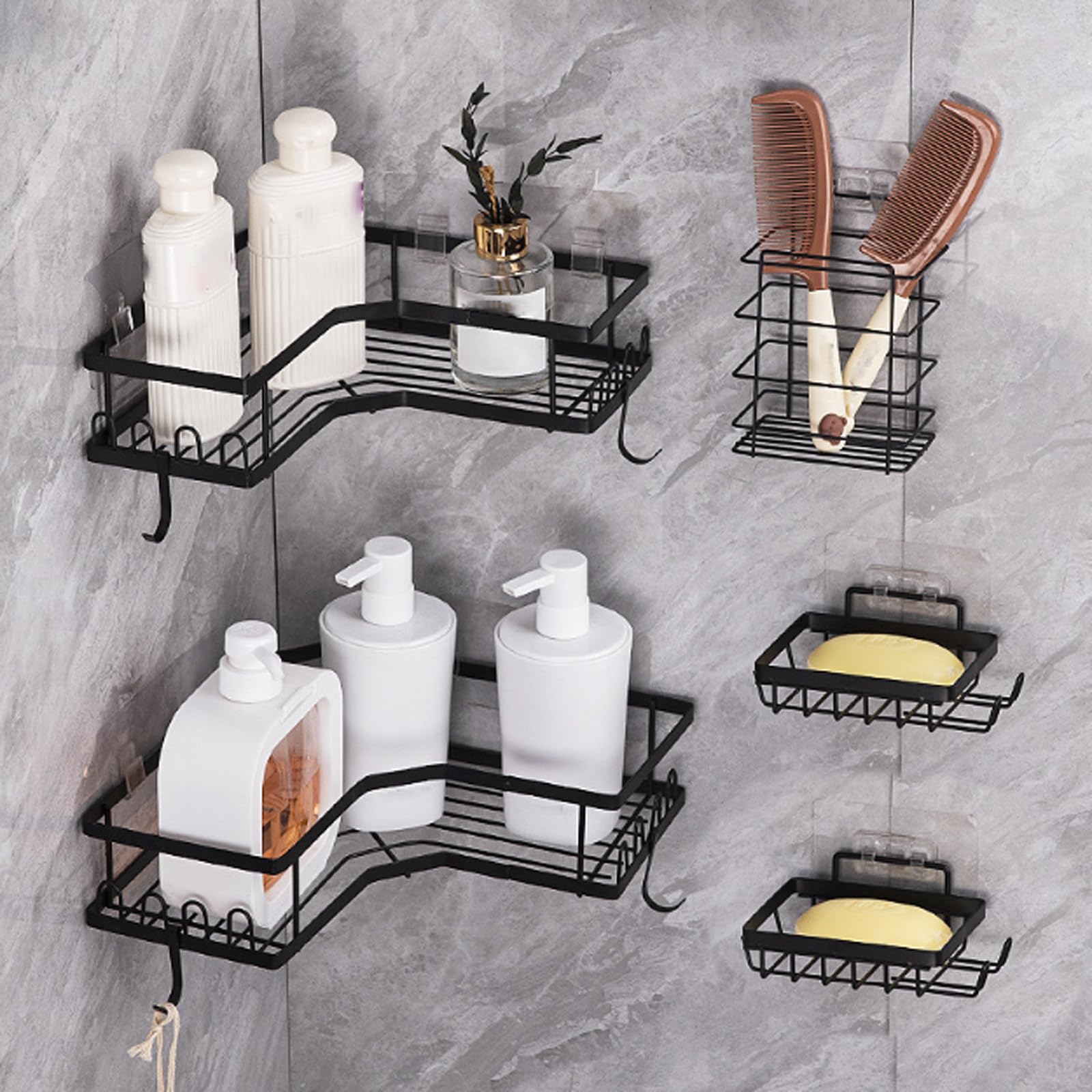 estantes del baño,estantes esquineros de baño,Estante Baño Sin Taladro,Adhesivo Estantes Cesta para Ducha,estante de ducha de acero inoxidable,Accesorios,para Champú y Gel de Baño,para Cocina o Baño
