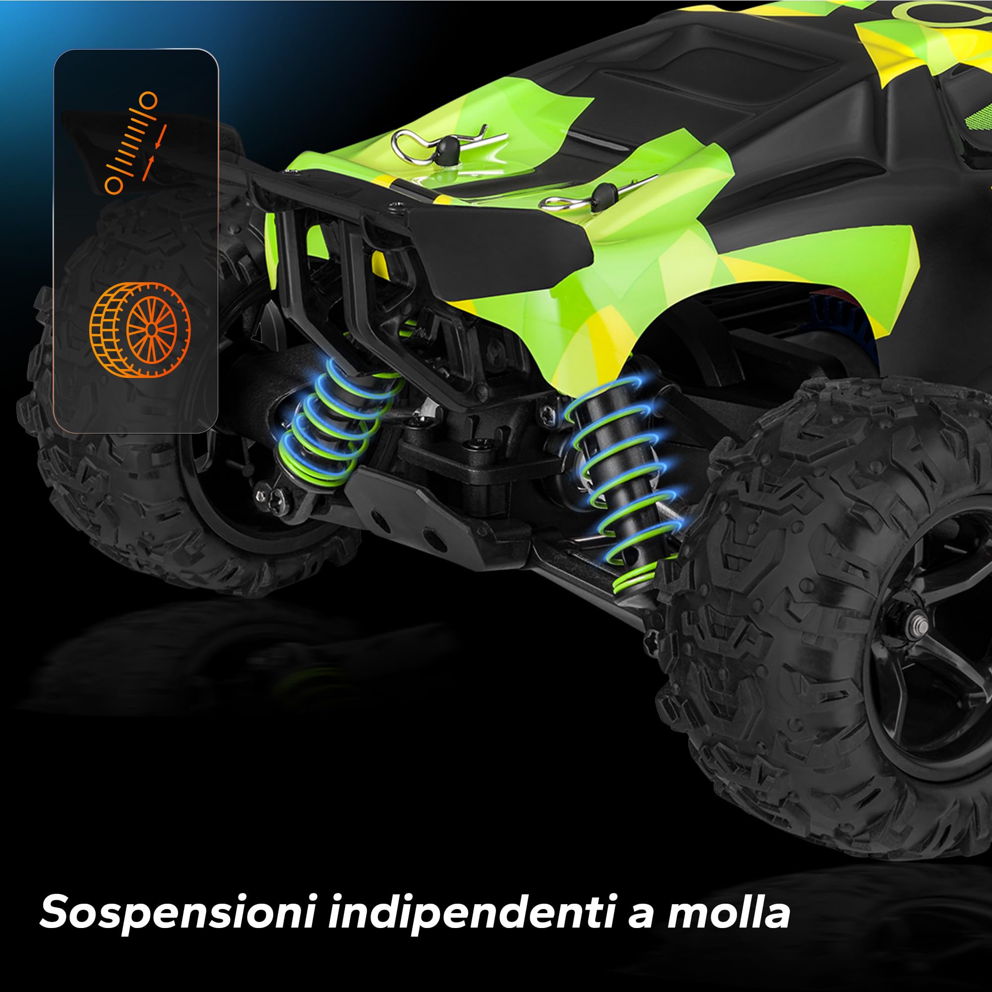Overmax X-Monster 3.5 Auto RC Rally Velocità di 45 km/h Autonomia di 40 Minuti con 2 Batterie da 1700 mAh Trasmissione 4x4 Pneumatici ad Alte Prestazioni, Struttura in Robusto e Raggio d'Azione 100m