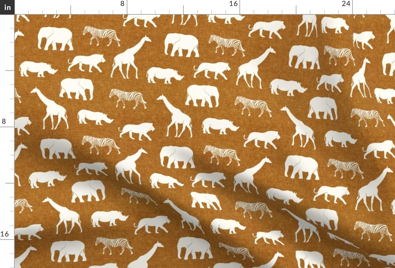 Spoonflower Fabric - Safari Animals Elephant Giraffe Rhino Zebra Mustard Printed on Minky Fabric by The Yard - Sewing Baby Blankets Quilt Backing Plush