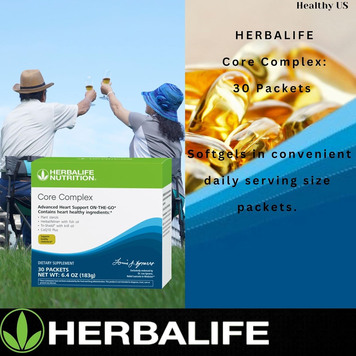 Herbalife Core Complex: 30 Packets 6.04 Oz (183g) Advanced Heart Support ON-The-GO, Supports Healthy Cholesterol, Contains Heart Healthy Ingredients with Vitamin D, Vitamin E, Vitamin B6, Vitamin B12