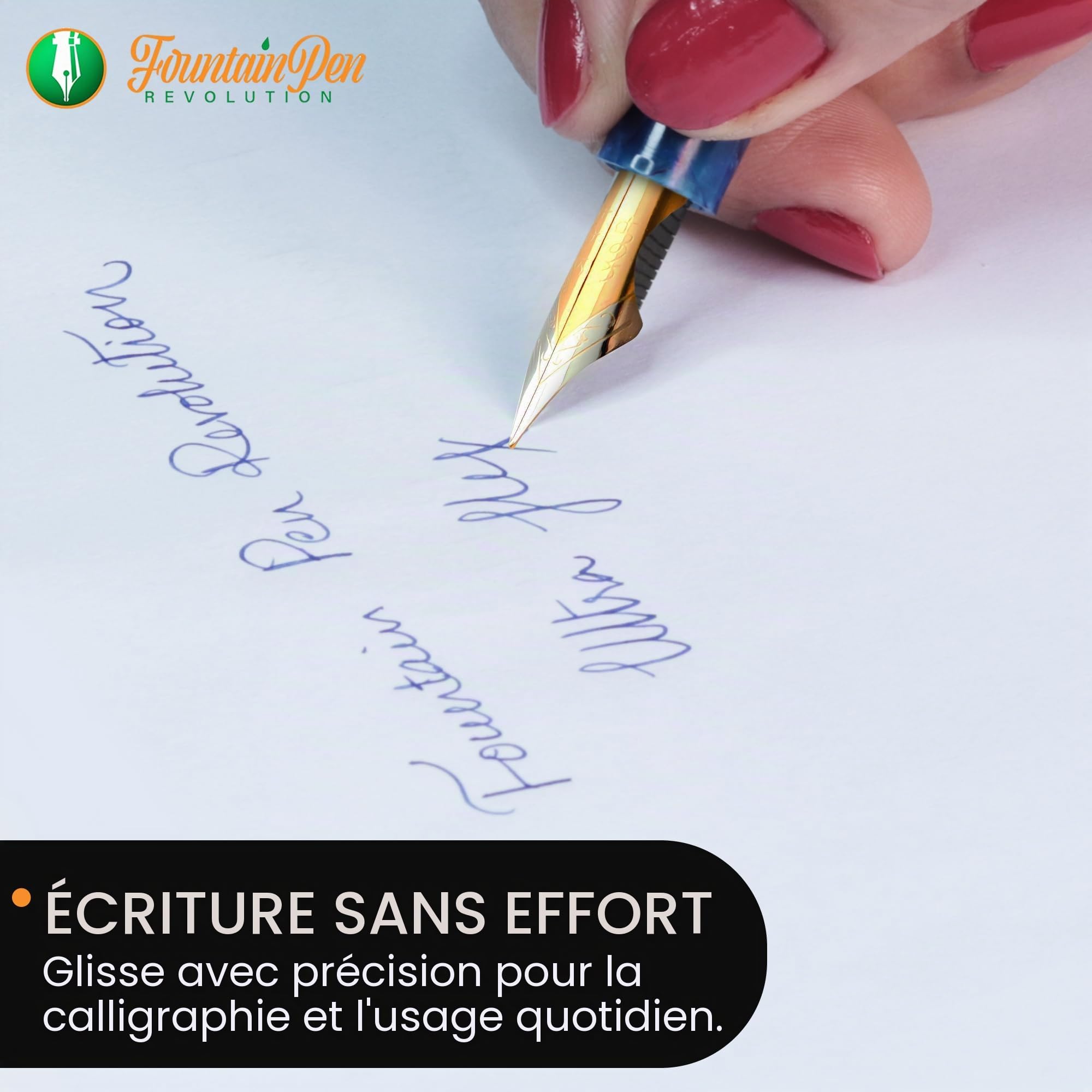 FPR #6 Bicolore EF Ultra Flex – Plumes de plume rectifiées sur mesure avec toucher ultra flex doux – Plume flexible lisse en acier inoxydable – Plumes de calligraphie extra fines pour une douceur