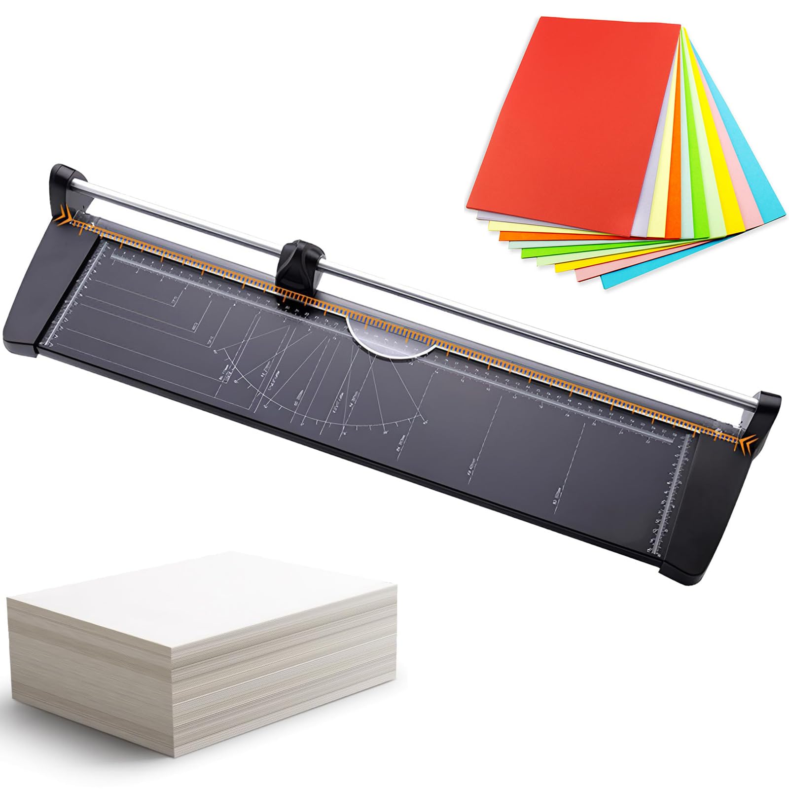 Massicot à guillotine rotative avec tête coulissante pour travaux manuels, bureau, scrapbooking