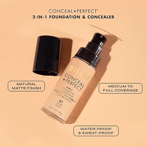 Miniatura 7 de Milani - Conceal + Perfect, base + corrector 2 en 1, tono Nude (1 onza líquida) Base líquida libre de crueldad - Cubre ojeras, imperfecciones y