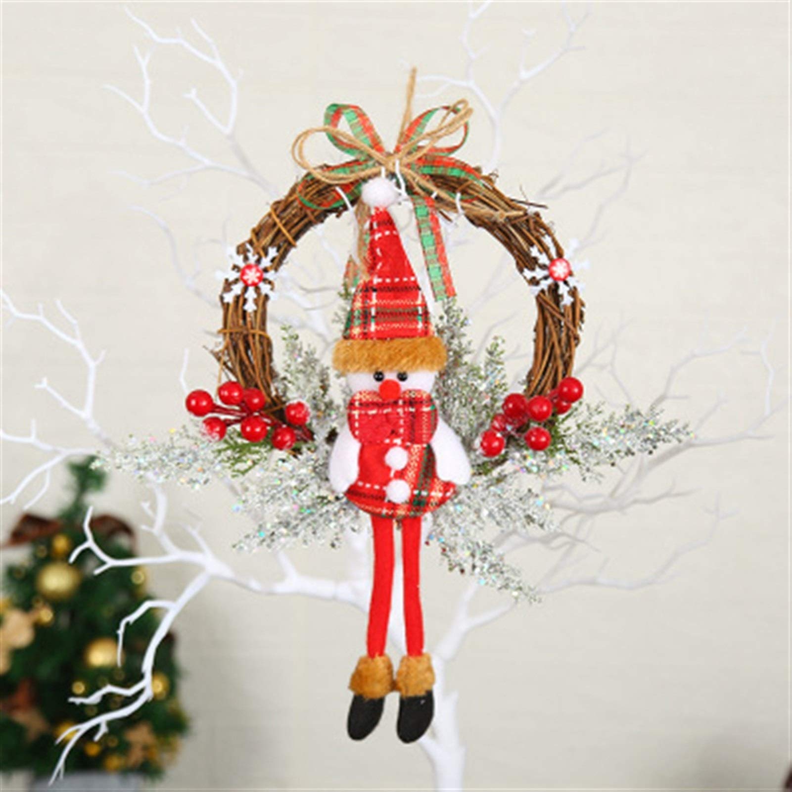 Couronne d'automne d'ornement raffinée et guirlande de Noël rose poudré