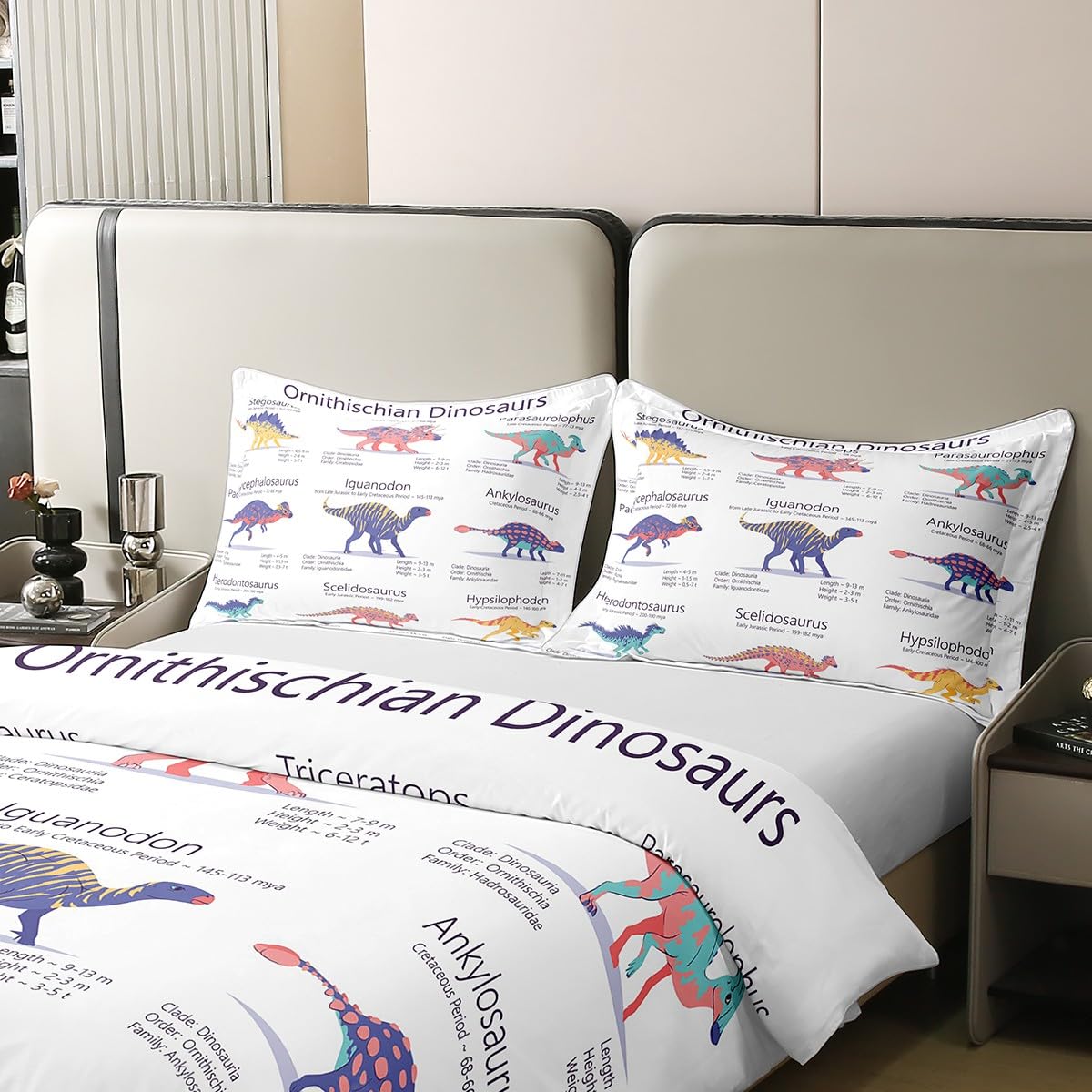 Homewish Dziecięcy dinozaur poszewka na kołdrę 100% bawełna organiczna, zestaw pościeli dla małych dzieci i dziewczynek, zestaw pościeli z motywem starożytnego dinozaura, dla chłopców, dżungla,