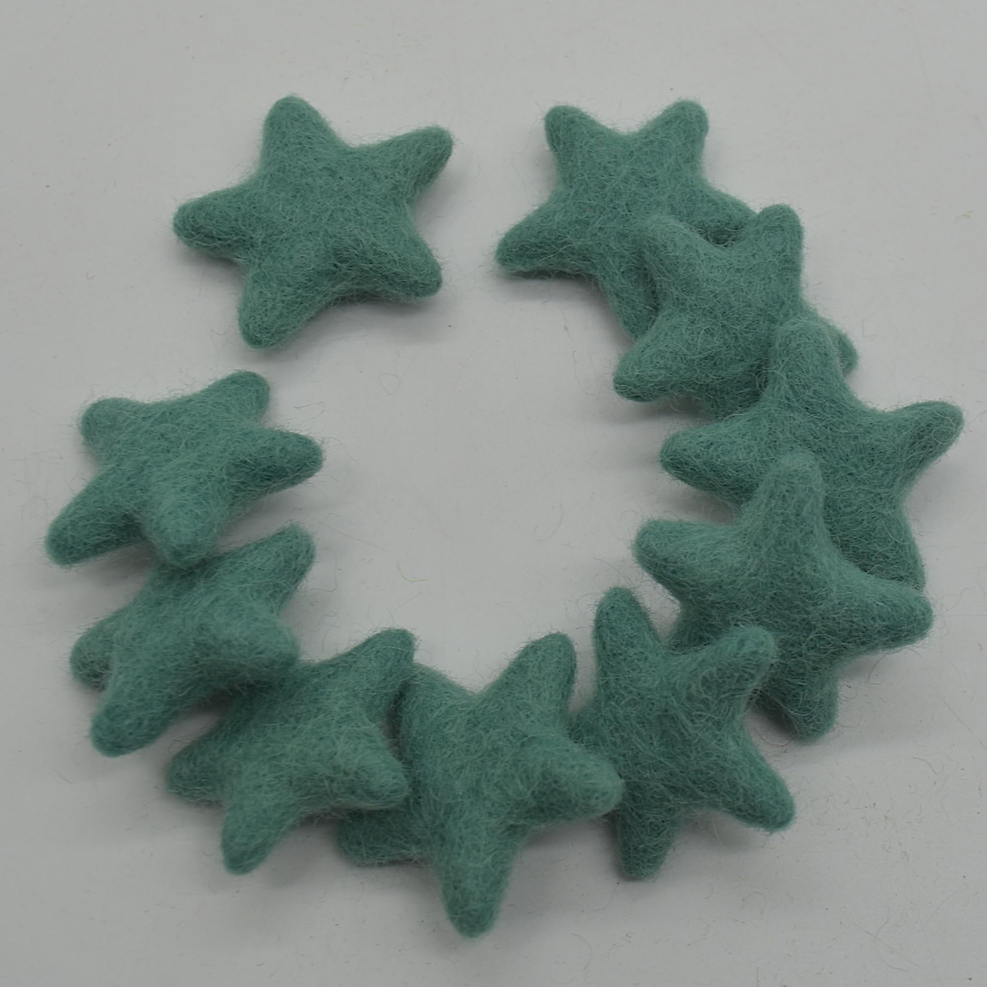 100% Wool Felt Stars - 3cm - 10 Felt Stars - Light Sea Green โ image 1
