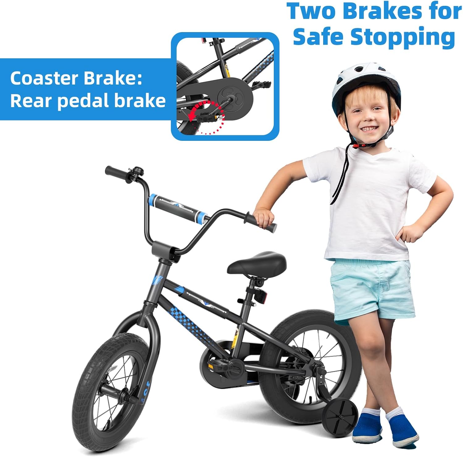 67i BMX Toddler Bike with Training Wheels 12/14/16 Inch Kids Bicycle Boys Girls Age 3-8 Durable Steel Frame Adjustable Seat Coaster Brake Bicicleta para Niños