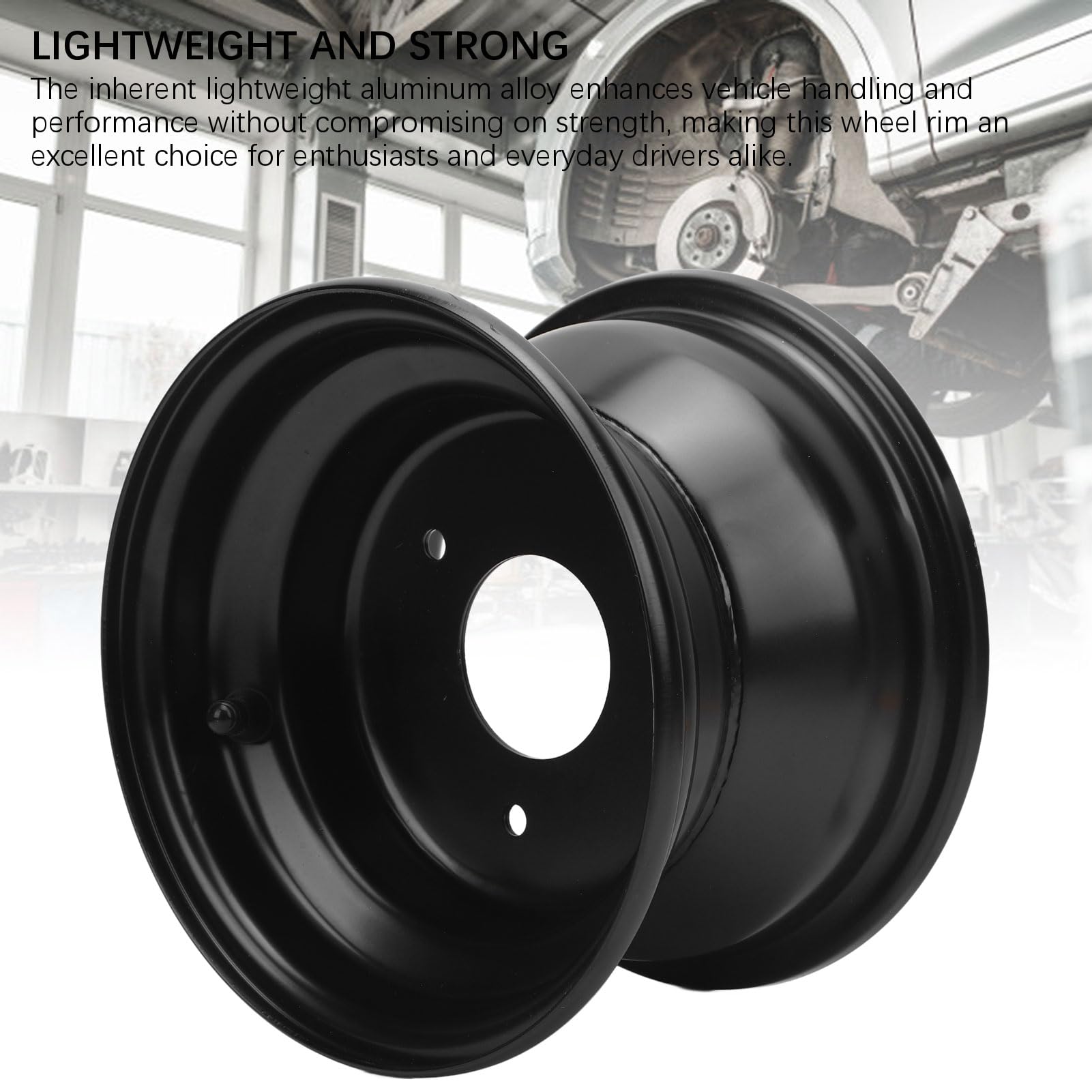 SIXRUN Jante en Alliage d'Aluminium 16x8.00-7, 7 Pouces, Noir, pour VTT, Go Karts, Chariots, Espacement des Trous 78mm