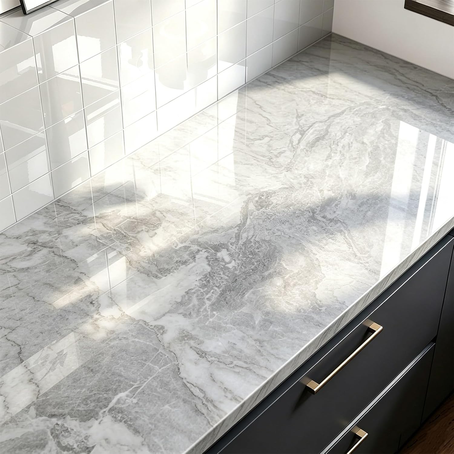 JSCARLIFE Marble Contact Paper, Self-Adhesive Waterproof Countertop Cover