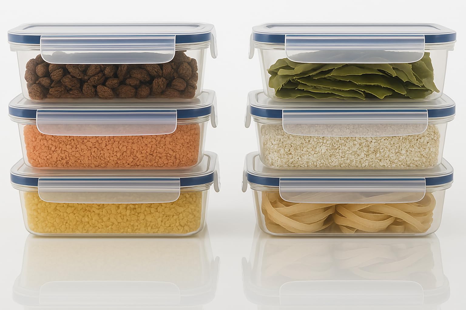 Panzy Home Transparent Tranparent Plastic Food Storage Set - Bpa-Free, Airtight, Leak-Proof Containers For Kitchen & Pantry, Microwave & Freezer Safe - (6 Containers & 6 Lids) Leftover Lunch Boxes