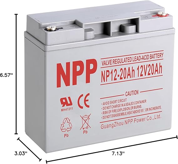 NPPower NP12-20Ah (T12) Terminals 12V 20Ah Sealed Lead Acid Battery Replace for Security Systems, Solar System,ZB-12-20, 6-DZM-20, 6DZM20, Scooter Bike, HR22-12, HR22 and Dr Power 6-dzm-20