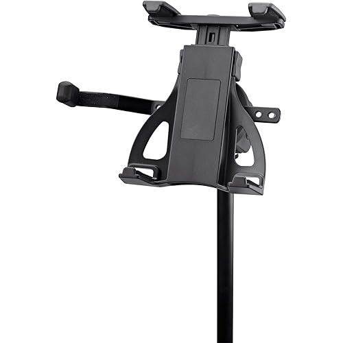 K&M - Konig & Meyer 19742.500.55 - Tablet Holder for Microphone Stand - Switch from Landscape to Portrait - Professional Grade for all Musicians - Studio or Remote Home Use - German Made - Black