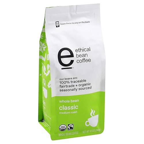 Miniatura 10 de Ethical Bean Fairtrade Organic Coffee, tostado medio clásico, café de grano entero (bolsa de 12 onzas), tostado medio clásico, 0.75 libras