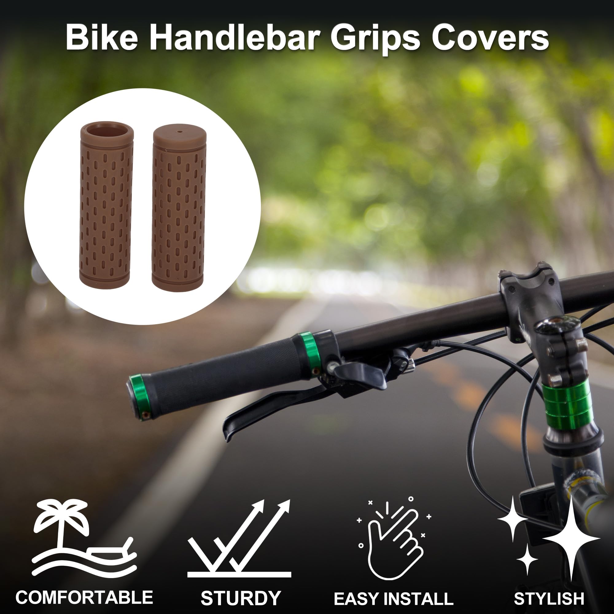 TUCKBOLD Bike Handlebar Grips Covers 90mm Long Lightweight | Bicycle End Grips Protector Brown 1 Pair - Image 2