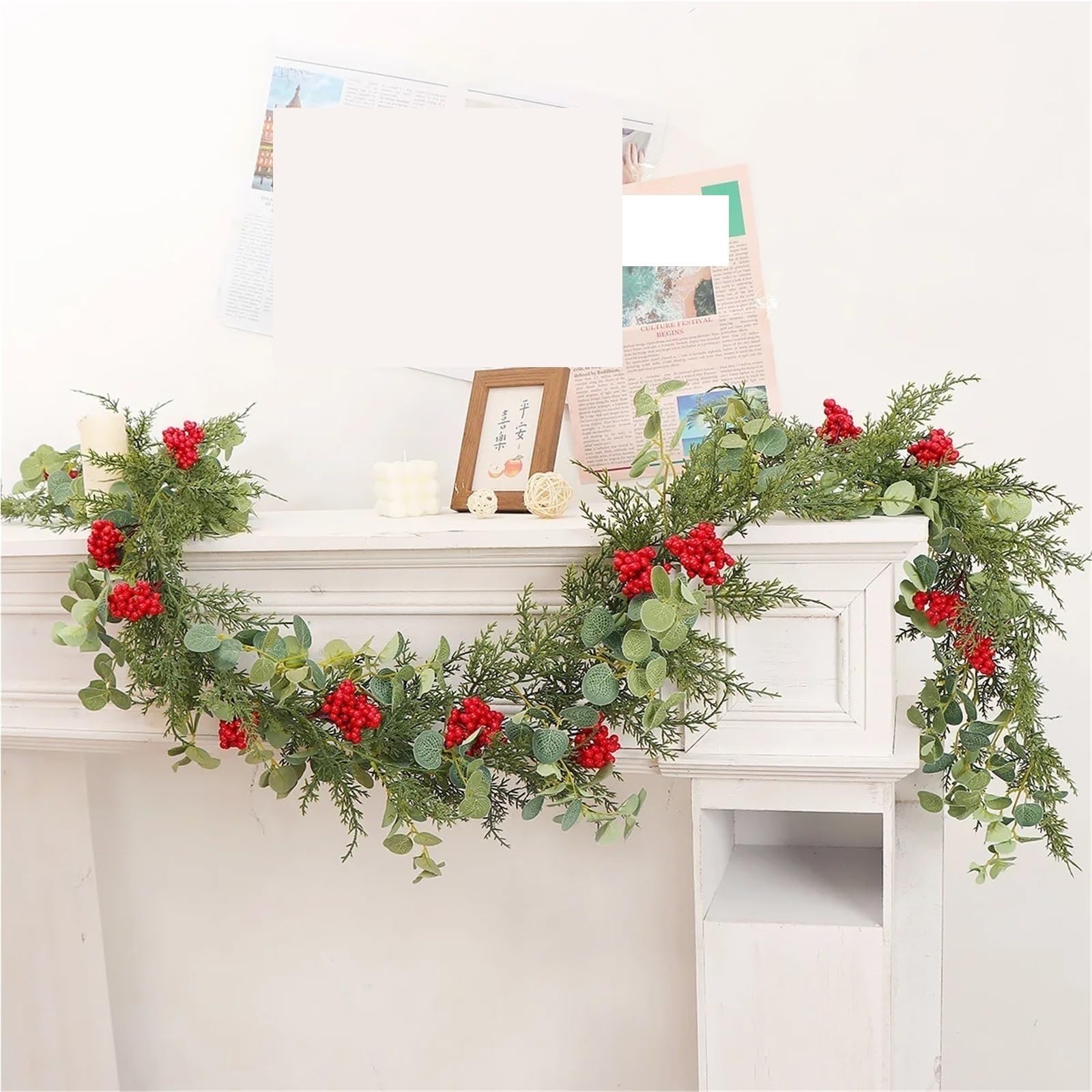 Guirlande de Fleurs artificielles, Guirlande décorative de 2 m, Plantes artificielles décoratives, Ornement de cheminée de Jardin de Mariage for la décoration(Style C)