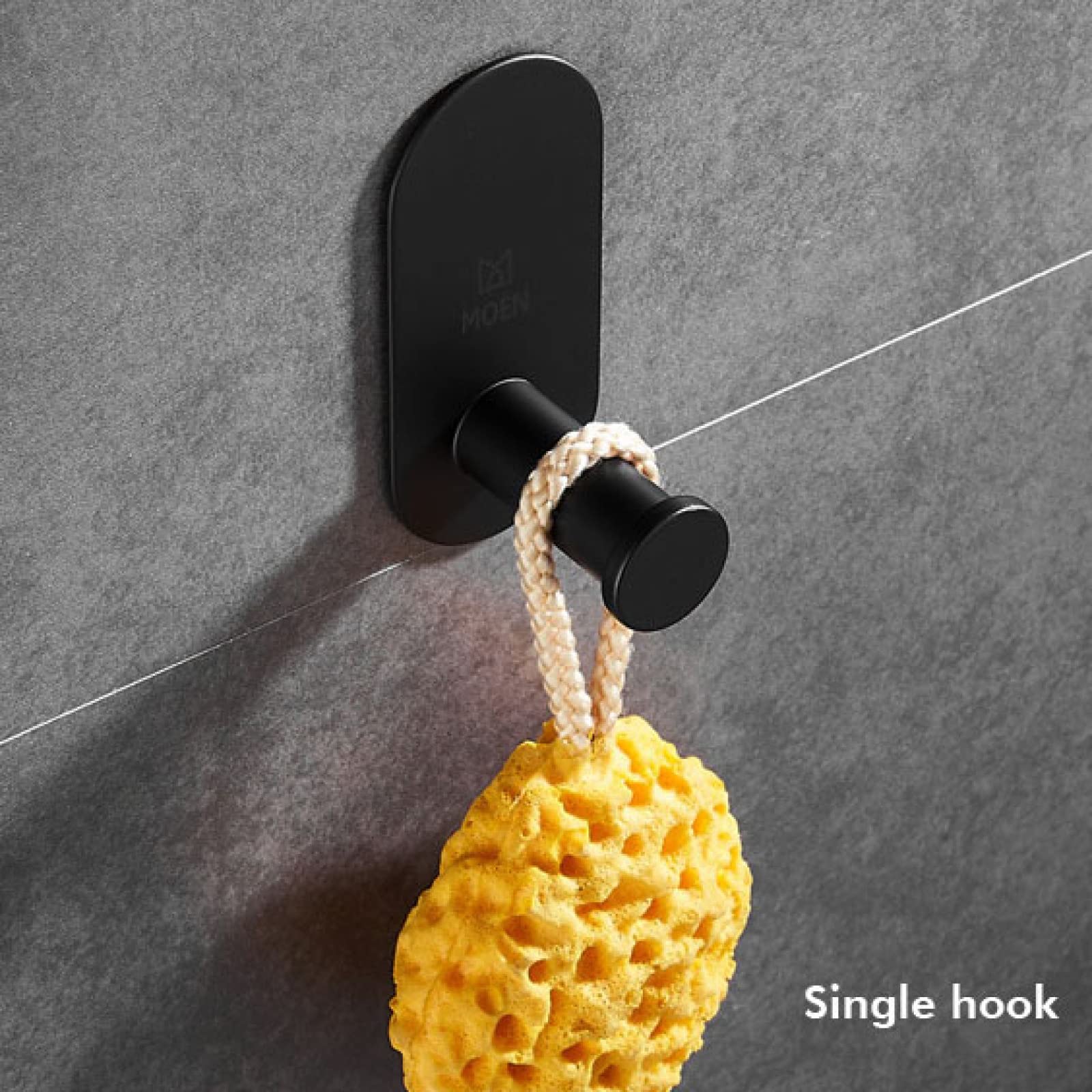 Toallero De Aro Negro Sin Taladrar para Baño Y Cocina, Base Redonda, 40 Cm.(40 Cm)