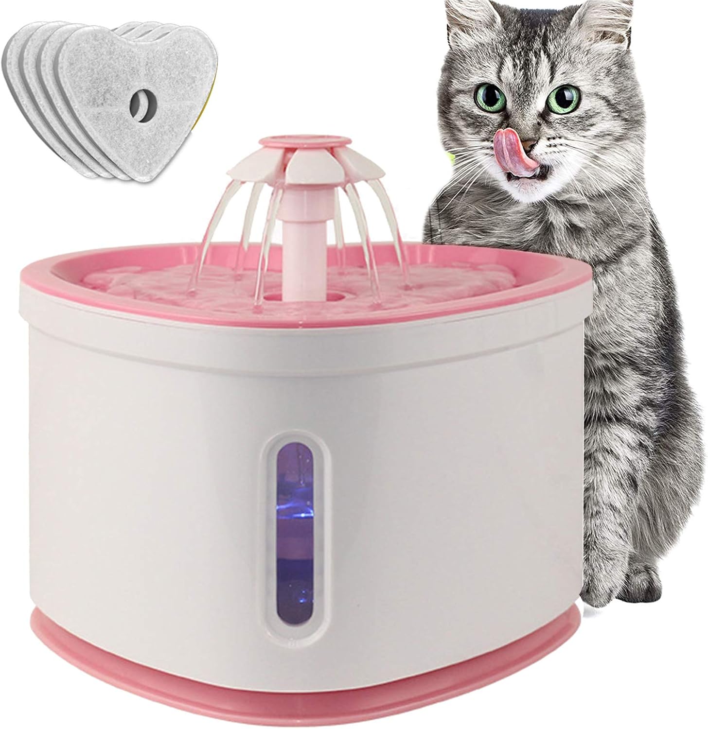 Fuente de agua para gatos 2L, dispensador automático, bomba silenciosa, 4 filtros