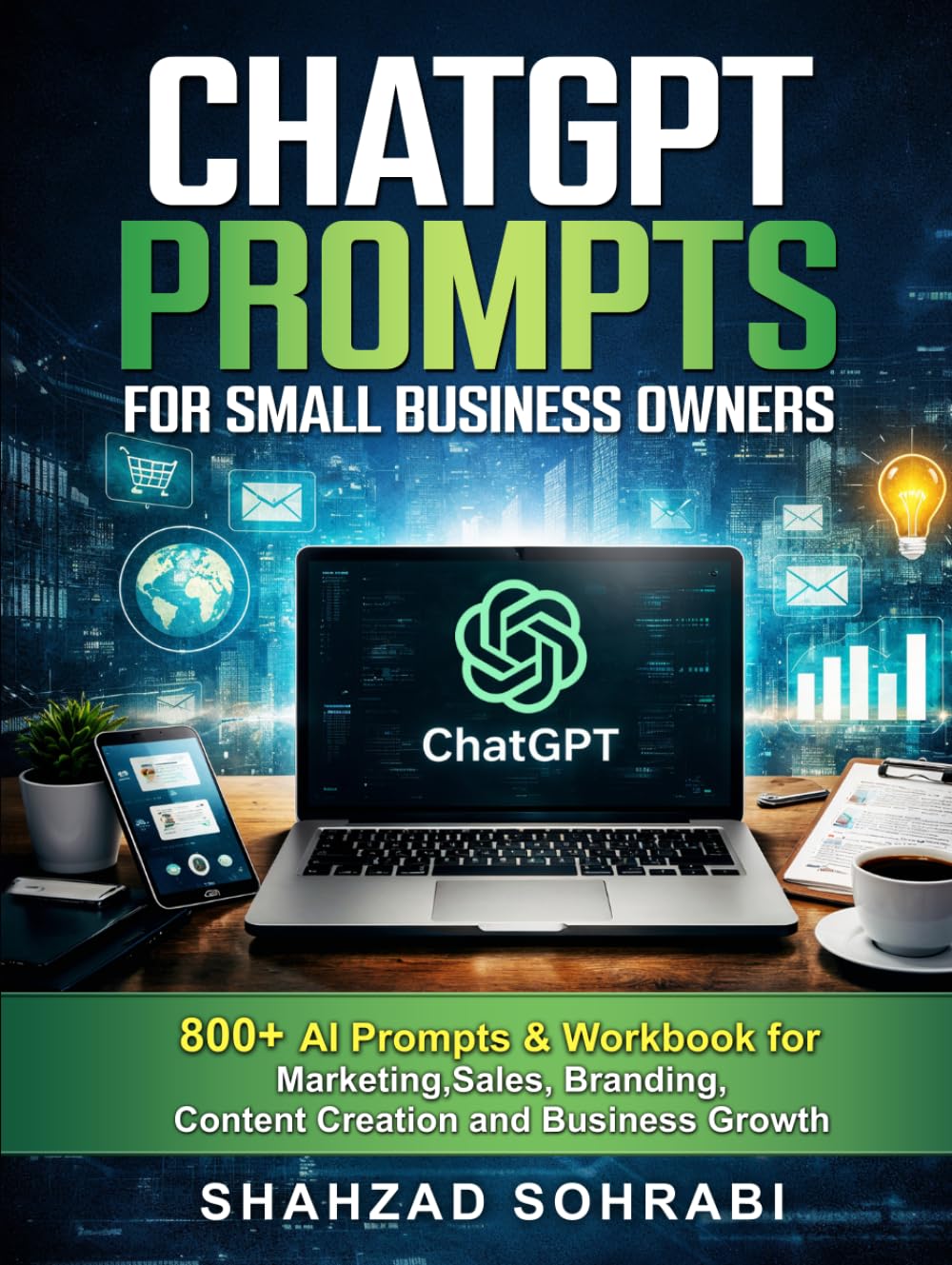 ChatGPT Prompts for Small Business Owners: 800+ AI Prompts & Workbook for Marketing, Sales, Branding, Content Creation and Business Growth
