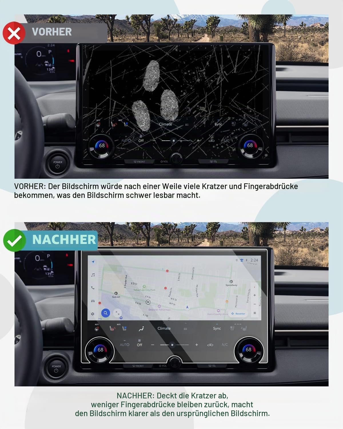 CDEFG Kompatibel mit Toyota bZ4X/bZ 2026 Facelift Navigation Schutzfolie Tempered Glas 14 Zoll Kratzfest GPS 9H Displayschutzfolie Auto Navi Folie Zubehör