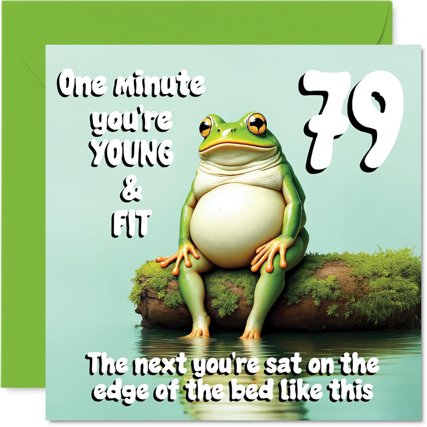 79th Birthday Cards for Women Men - Young and Fit Frog - Happy Birthday Card for 79 Year Old Woman Man Auntie Cousin Nan Wife, 145mm Bday Greeting Cards