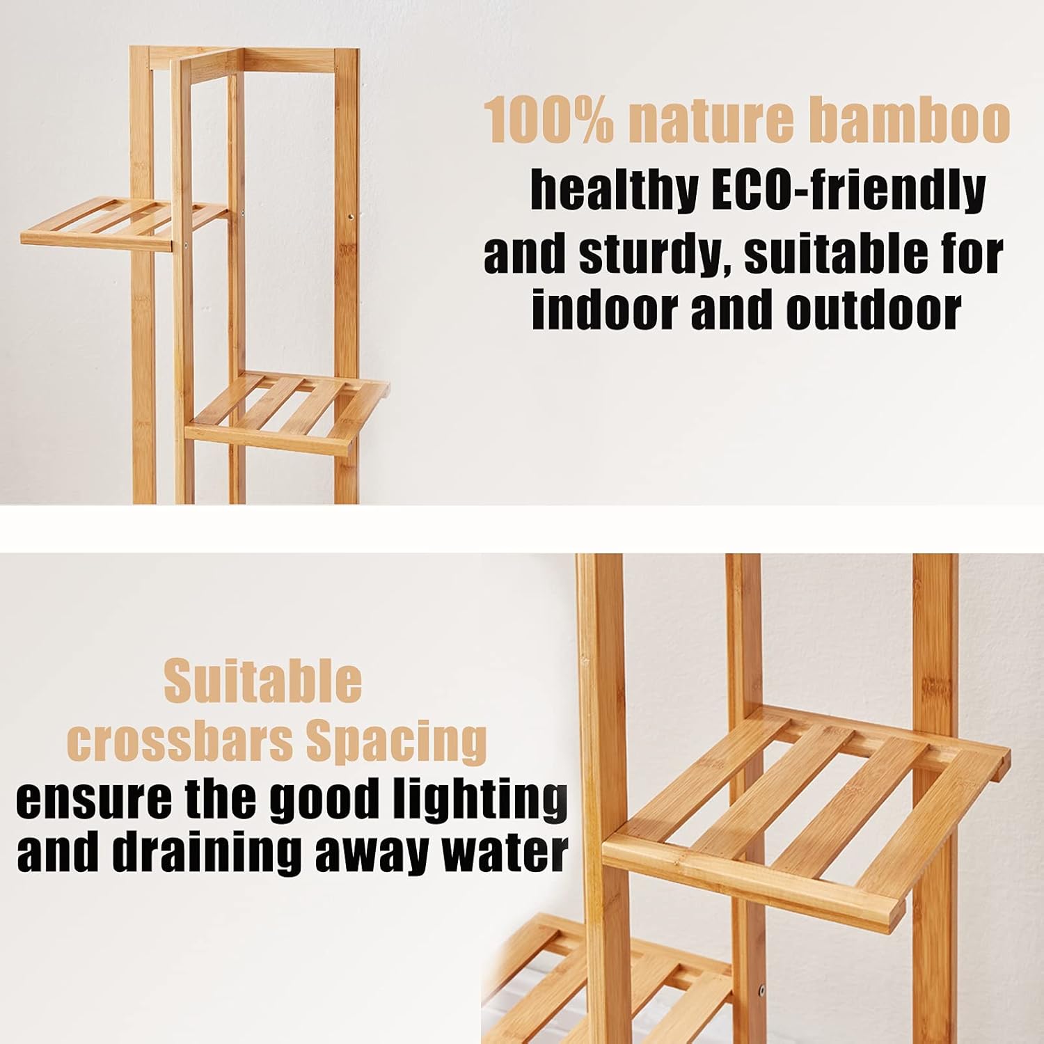 Lawnbits Bamboo 6 Tier 7 Potted Plant Stands for Indoor Plants Outdoor Tall Multi-Tiered Flower Pot Holder Shelf Wood Planter Display Shelving Unit for Patio Garden Living Room Corner Balcony Bedroom : Patio, Lawn & Garden