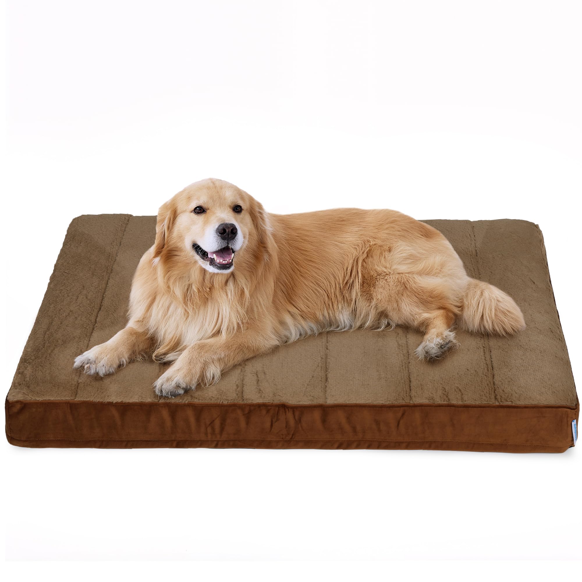 ZAKAPAWS Dog Bed for Large Dogs - Orthopedic Pet Beds with Memory Foam, Waterproof, Removable, Washable Cover with Non-Slip Backing, Khaki, 41" L x 27" W x 3" H — image 1