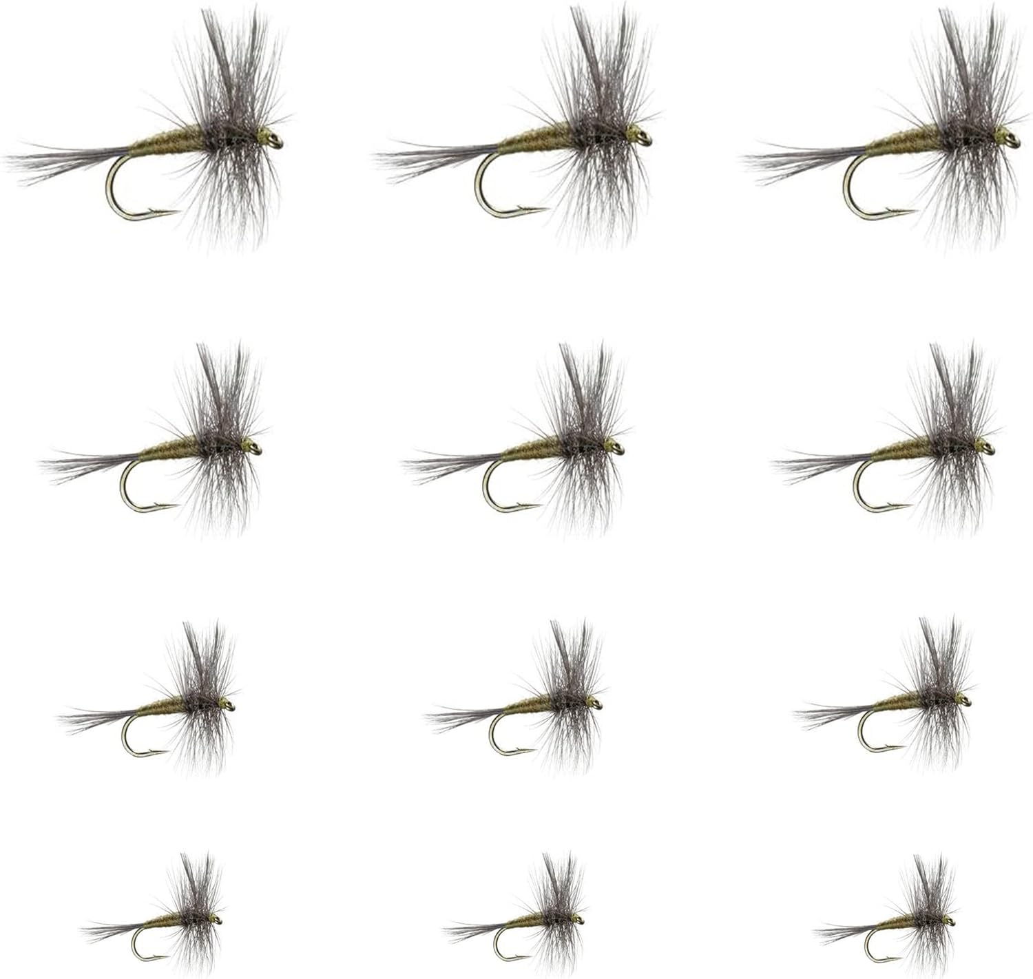 The Fly Fishing Place Blue Winged Olive BWO Classic Trout Dry Fly Assortment - Set of 12 Flies Sizes 14, 16, 18 and 20 - One Dozen