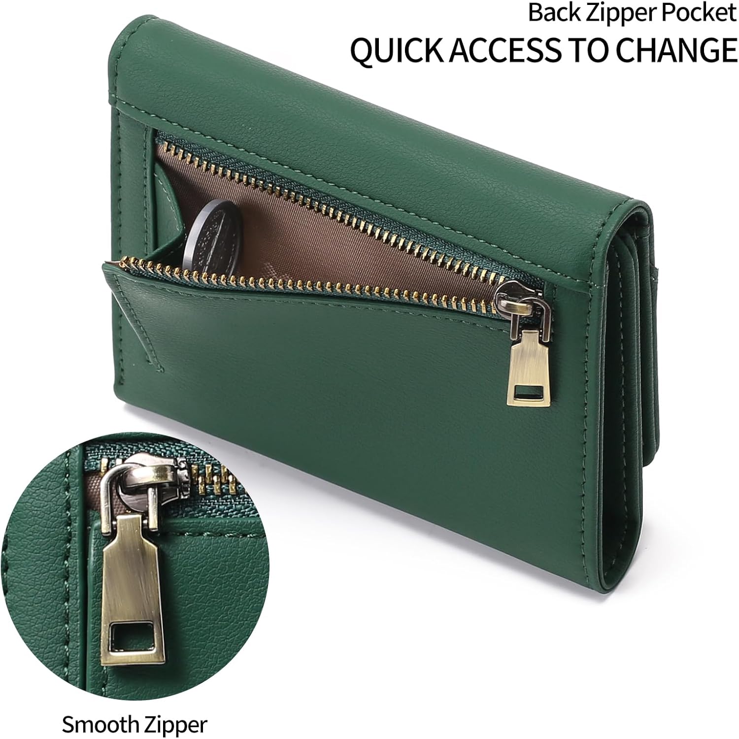 GAEKEAO Small Wallets for Women Leather RFID Blocking Trifold Ladies Wallets Credit Card Holder with Zipper Coin Pocket - Image 3